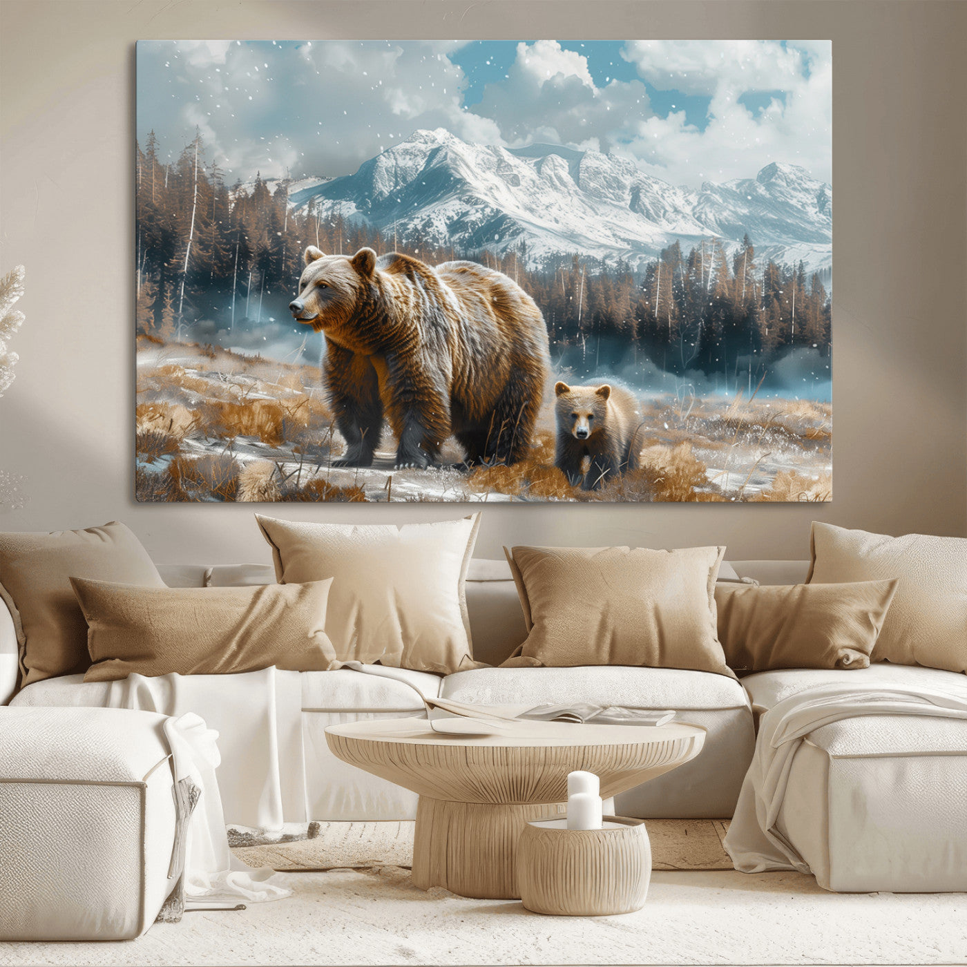 MGV-CV-36X24 - Bear and Baby Bear Wall Art Canvas Print