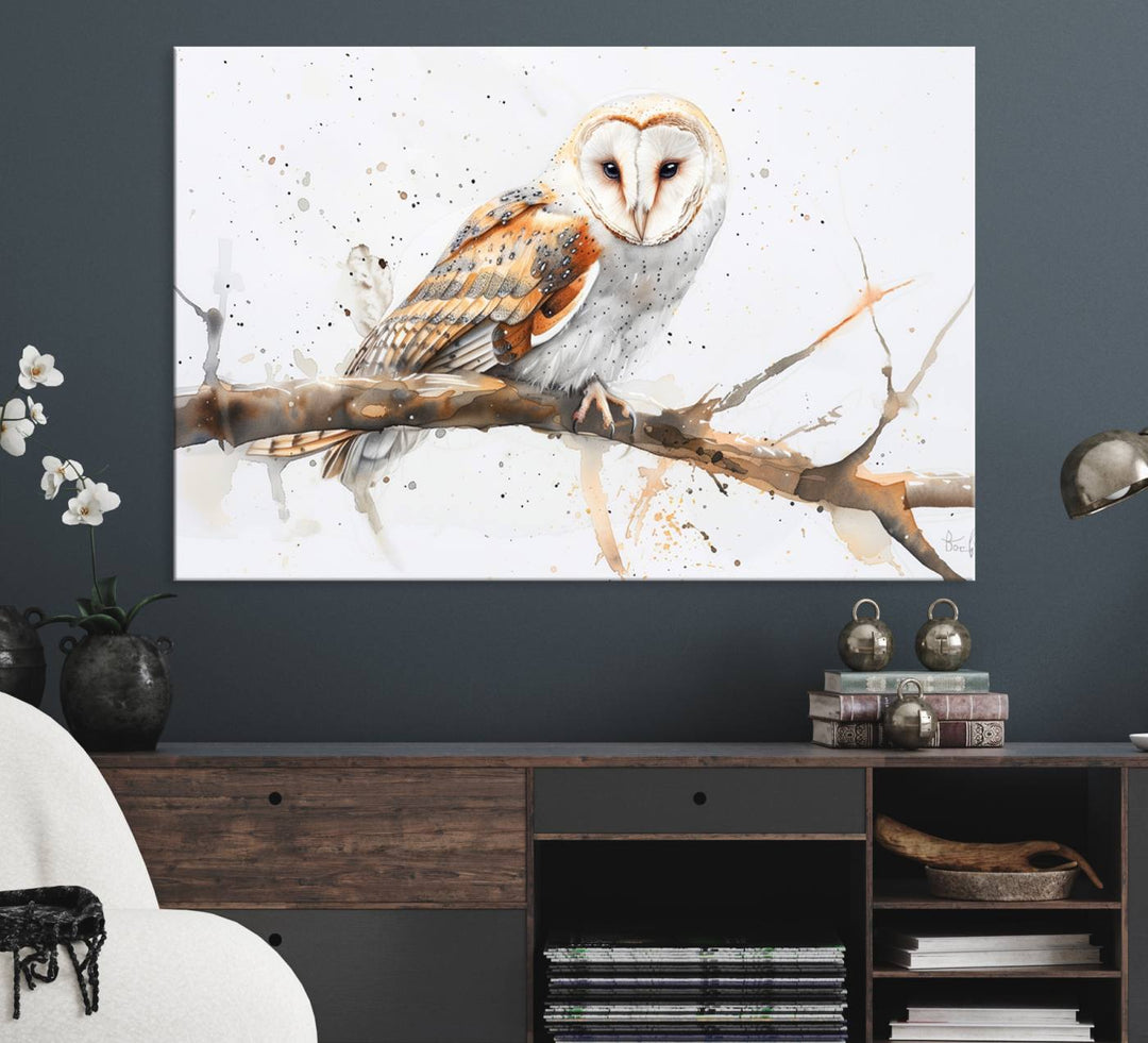 Nature enthusiasts will love the Barn Owl Wall Art on Branch, a stunning canvas print that is ready to hang and beautifully framed.