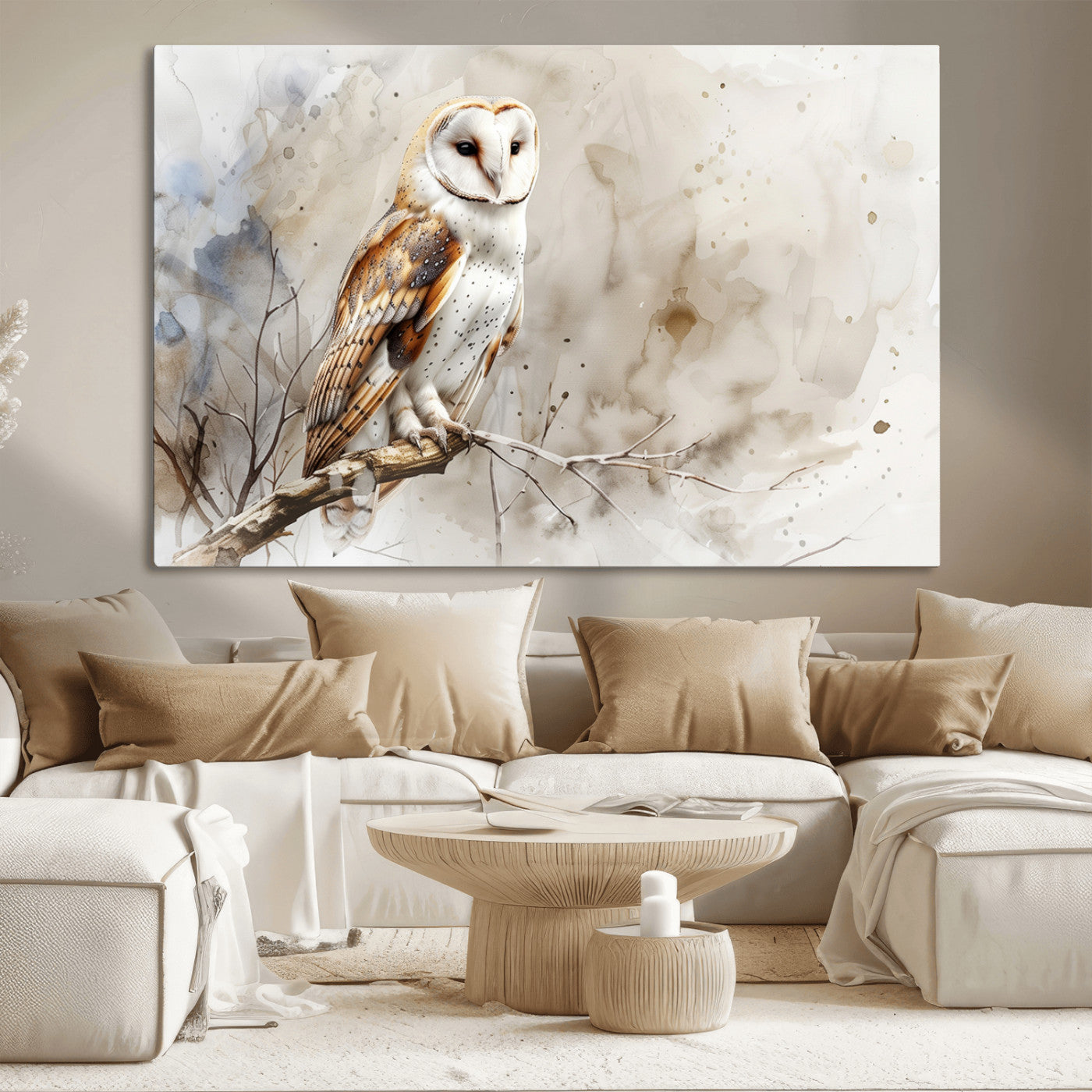 MGV-CV-36X24 - Barn Owl Wall Art | Watercolor Canvas Print | Perfect for Farmhouse Wall Decor | Ready to Hang