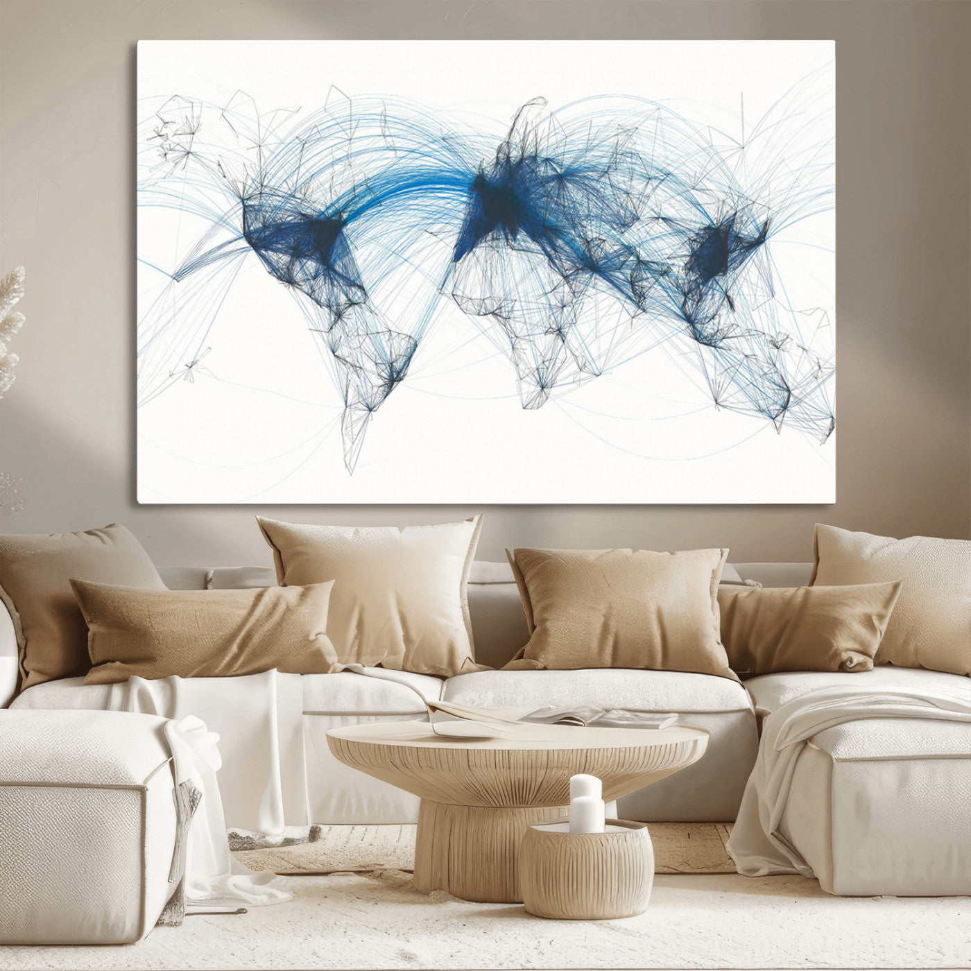 MGV-CV-36X24 - Push Pin World Map Canvas Print – Framed Wall Art for Couples to Track Their Travels – Anniversary