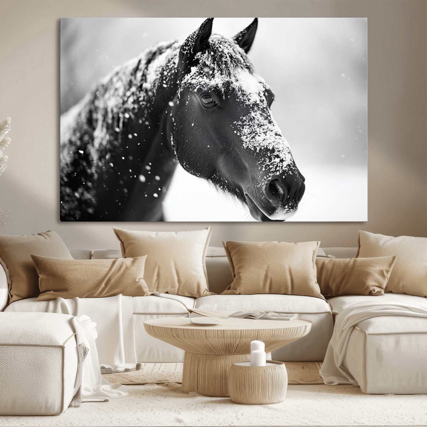 MGV-CV-36X24 - Horse Canvas Print - Winter Horse Snow Wall Art Canvas Print