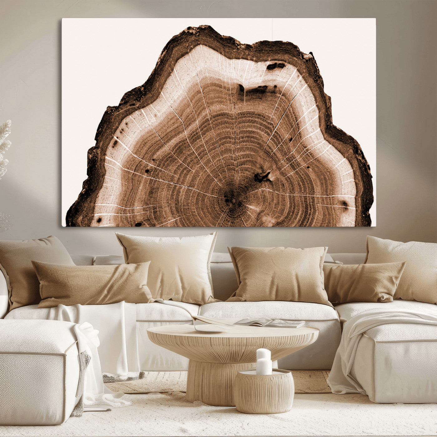 45195-MGV-CV-36X24-Rustic Wood Rings Wall Art | Nature-Inspired Tree Ring Canvas Print | Ready to Hang and Framed for