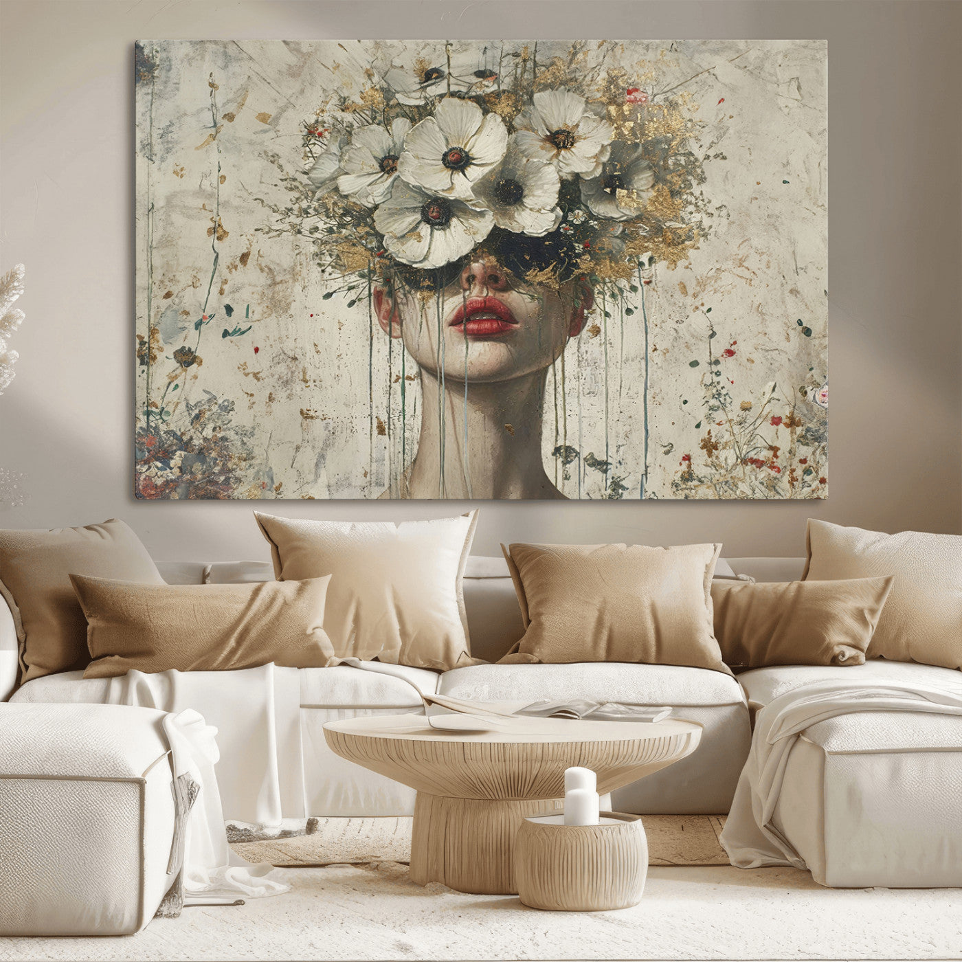 MGV-CV-36X24 - Abstract Floral Women Patel Wall Art Canvas Print