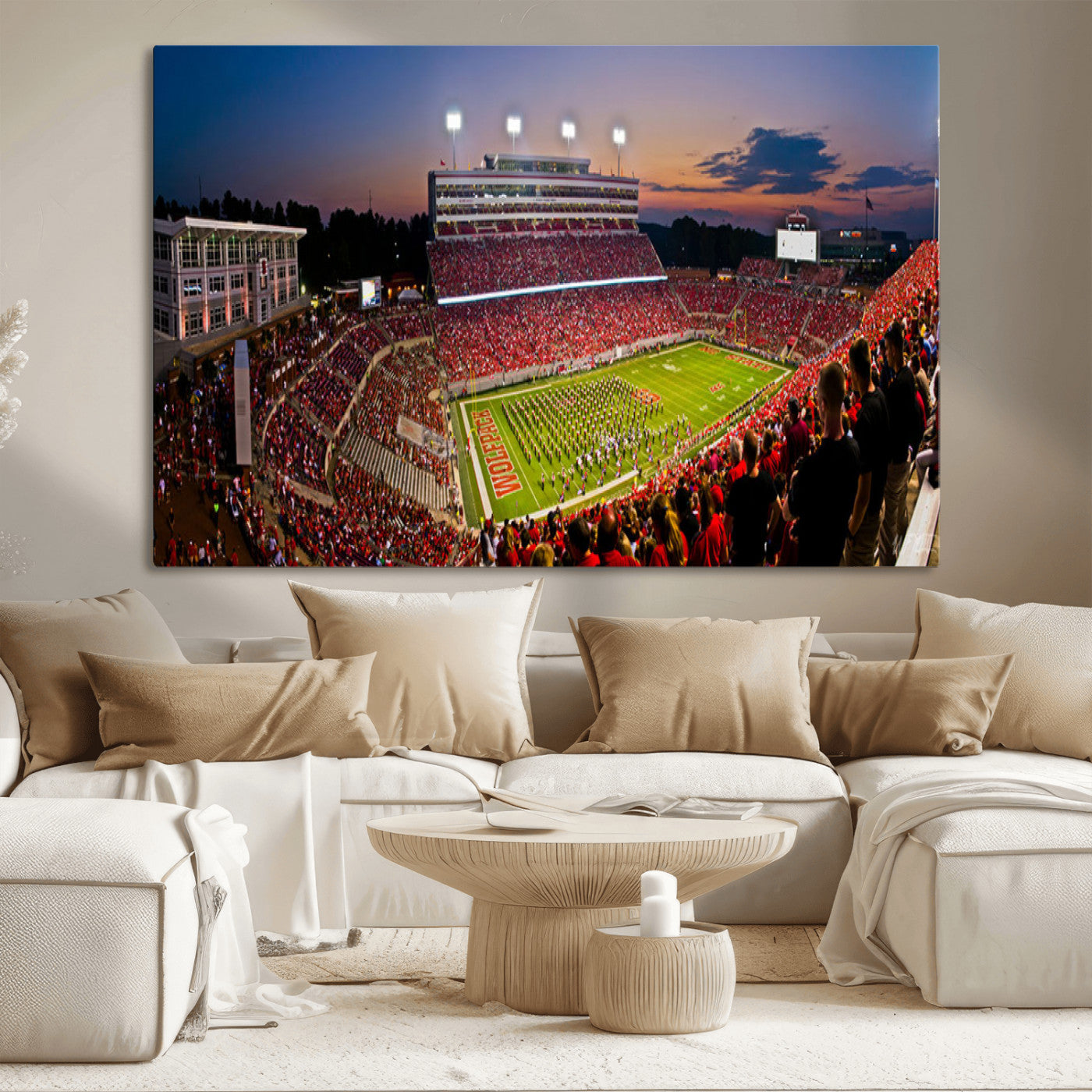 MGV-CV-36X24 - NC State Wolfpack Football Team Print - Raleigh Carter-Finley Stadium Wall Art Canvas Print