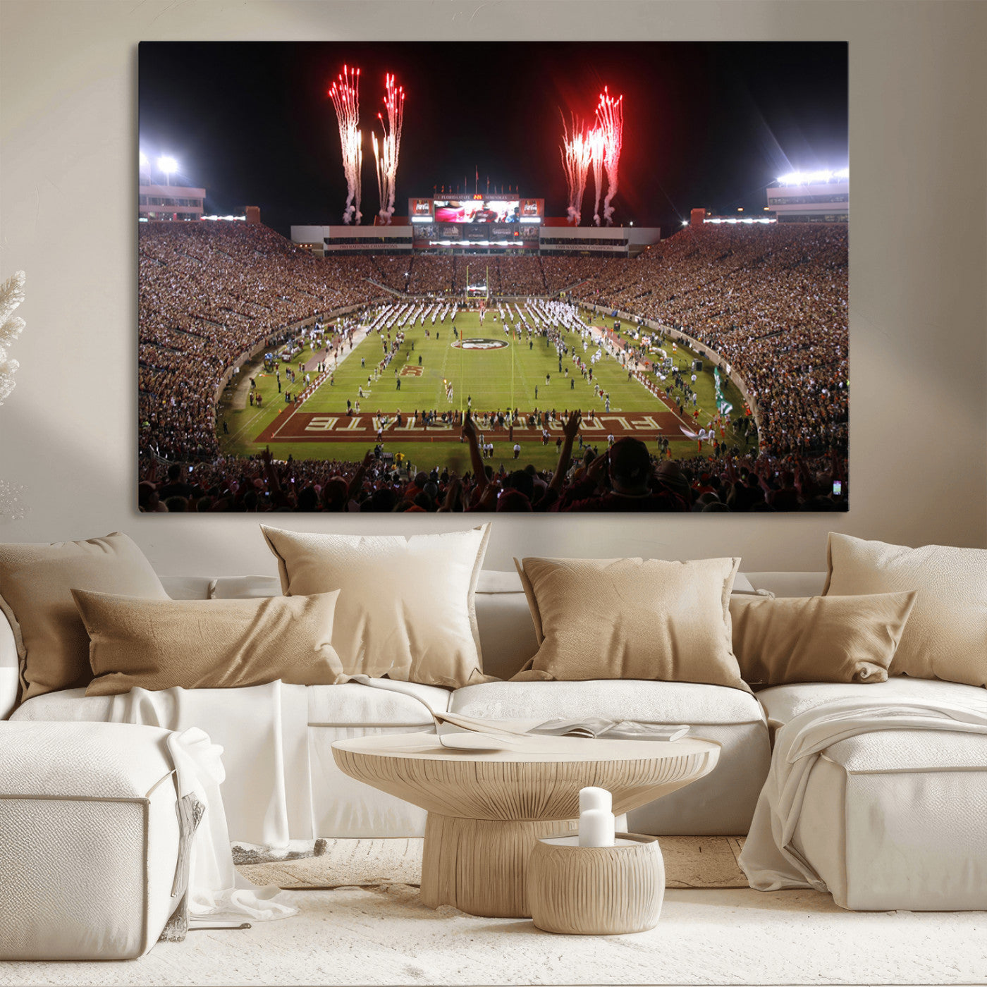 MGV-CV-36X24 - Framed Florida State Seminoles Football Team Print - Tallahassee Doak Campbell Stadium Wall Art