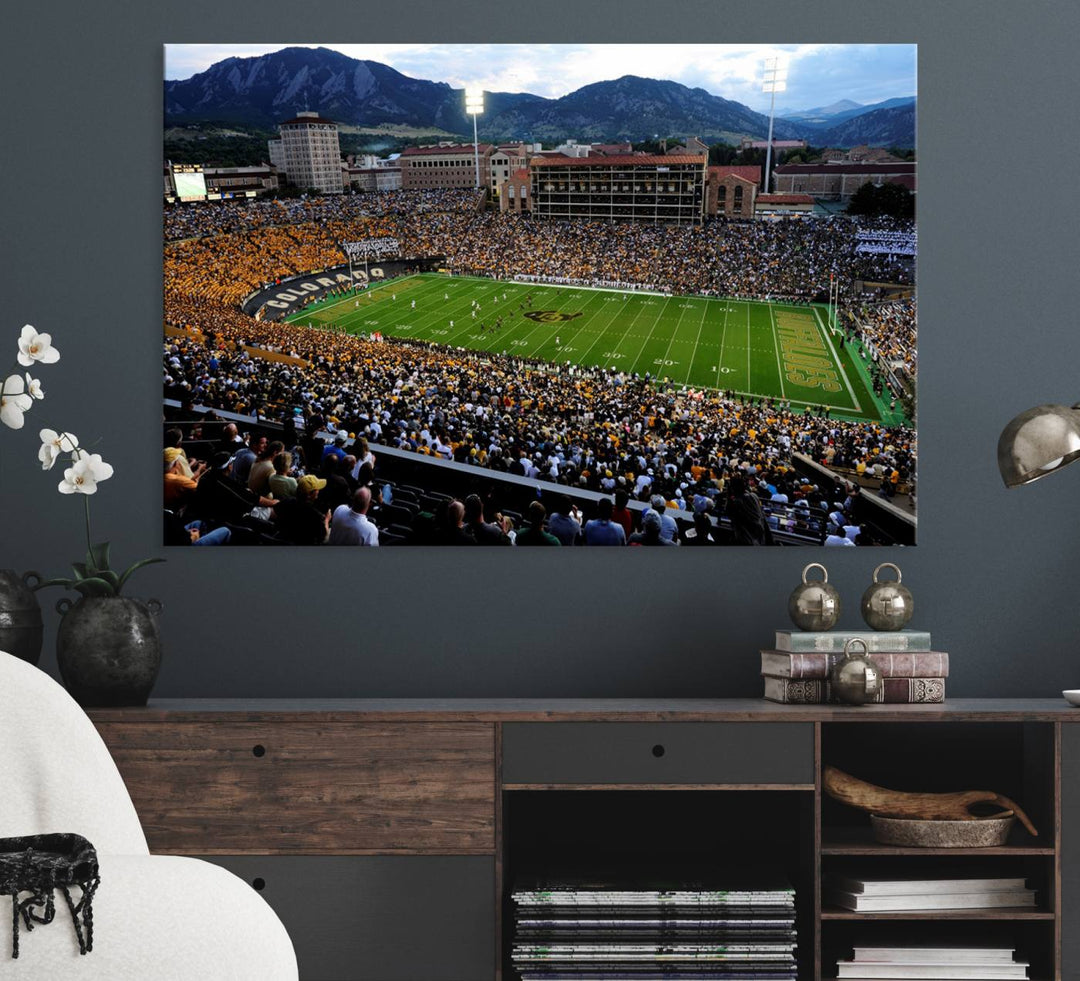 Colorado Buffaloes Football Team Print - Boulder Folsom Field Stadium Wall Art Canvas Print