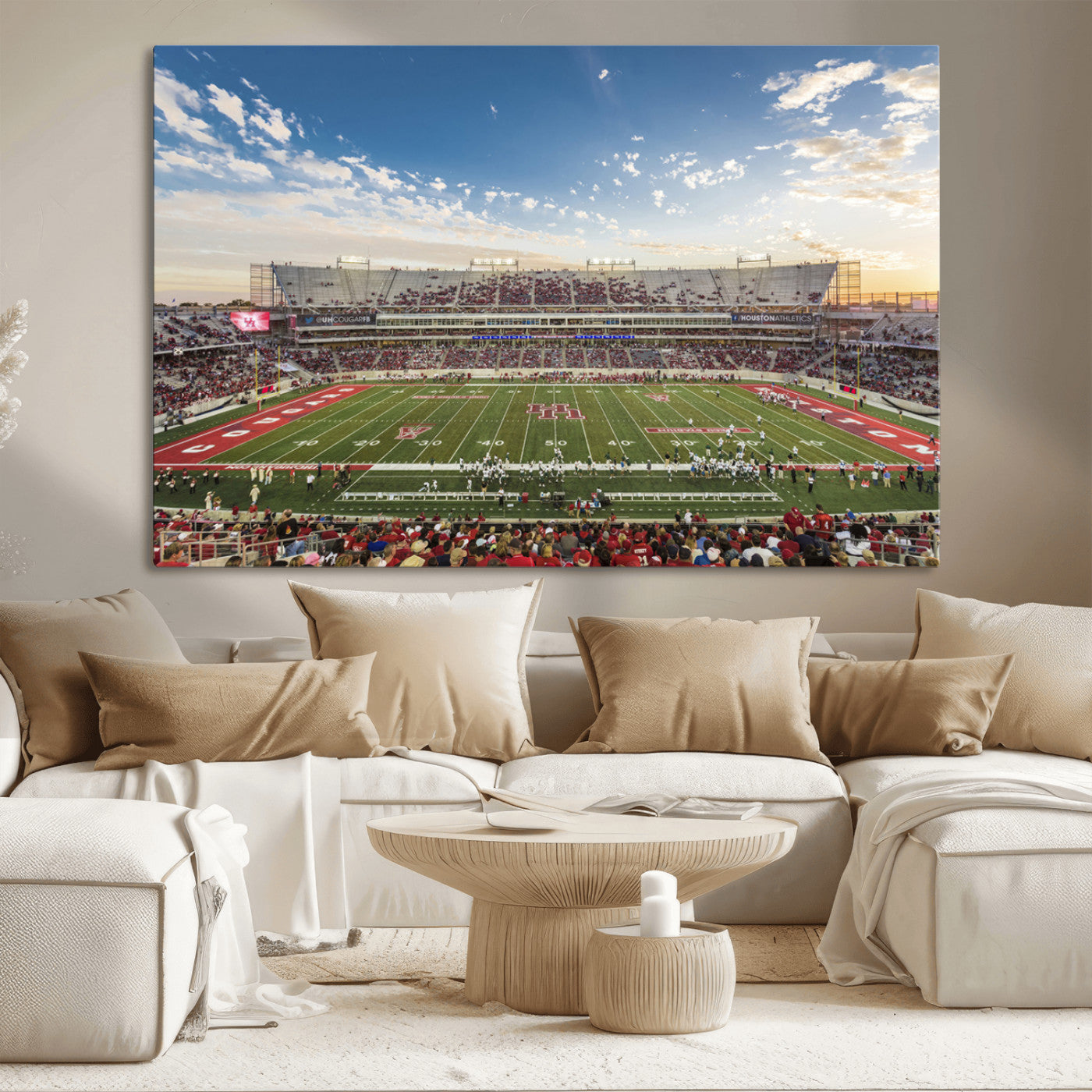 MGV-CV-36X24 - Framed Houston Cougars Football Team Print - Houston TDECU Stadium Wall Art Canvas Print