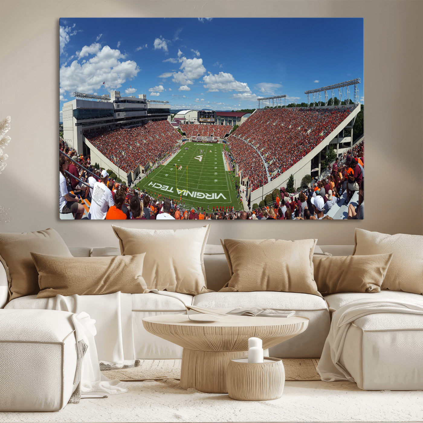 MGV-CV-36X24 - Virginia Tech Hokies Football Team Print - Blacksburg Lane Stadium Wall Art Canvas Print