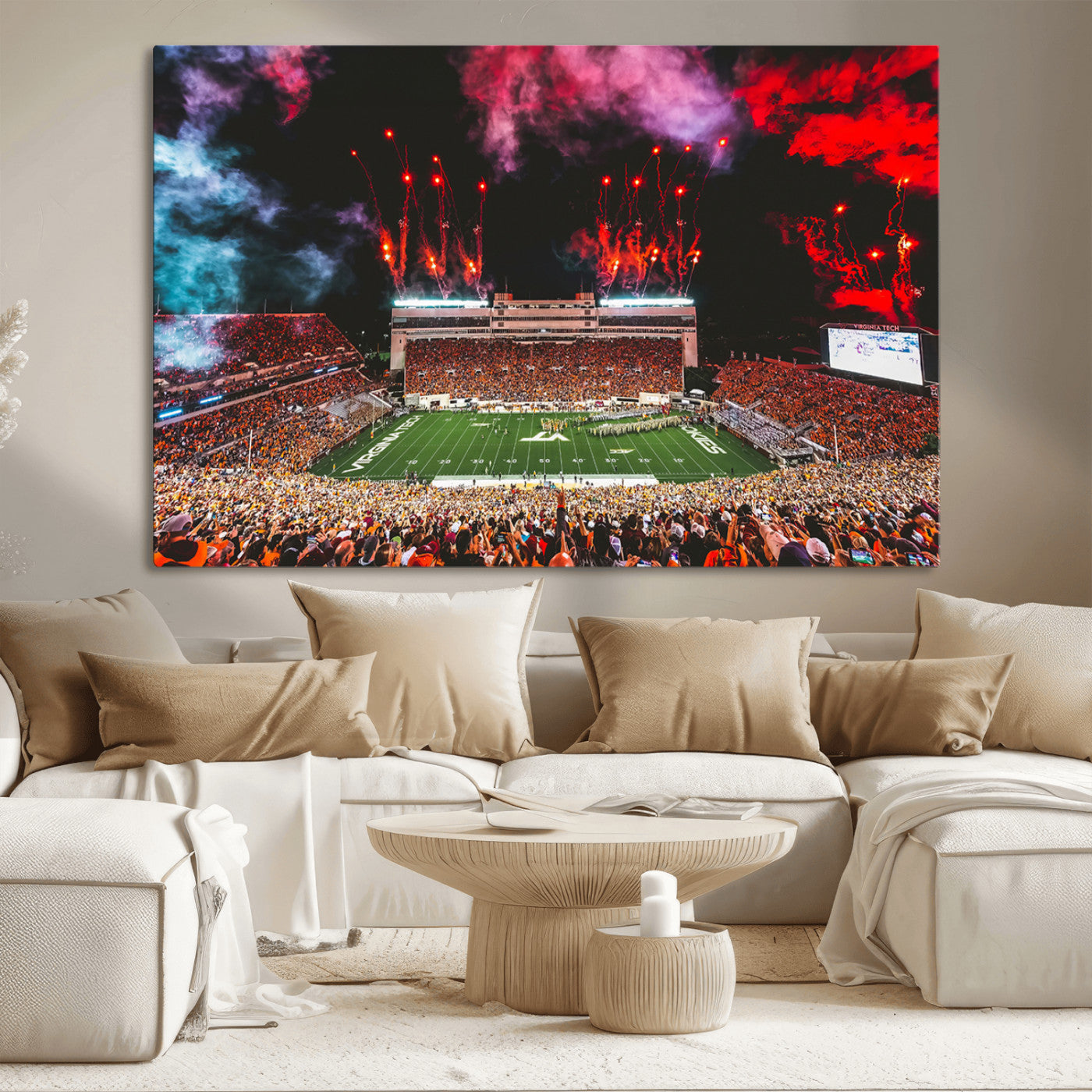 MGV-CV-36X24 - Virginia Tech Hokies Football Team Print - Blacksburg Lane Stadium Wall Art Canvas Print