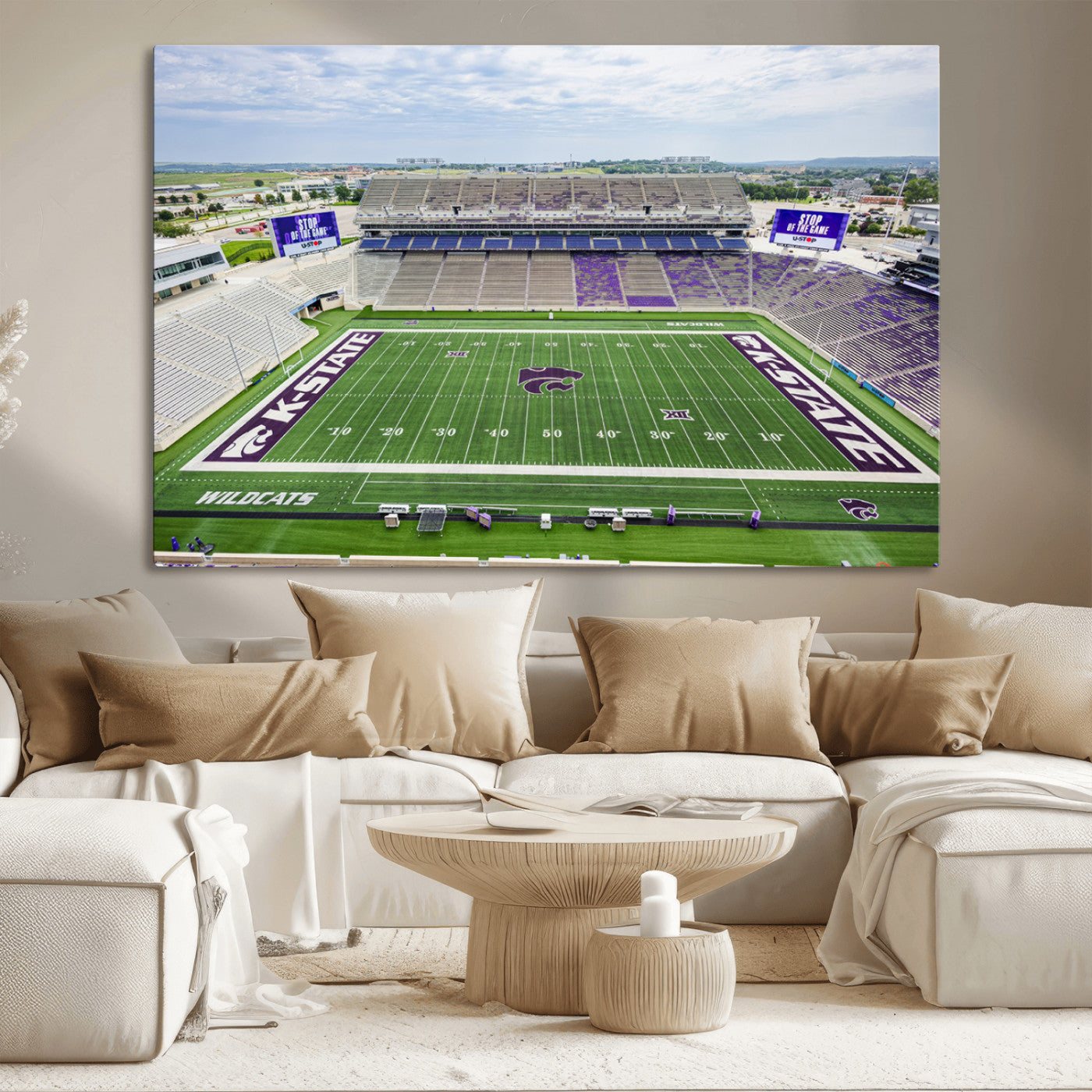 MGV-CV-36X24 - KState Wildcats Football Team Print - Manhattan Bill Snyder Family Football Stadium Wall Art Canvas