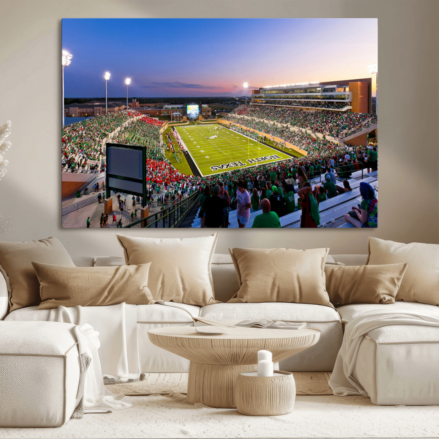 MGV-CV-36X24 - University of North Texas Mean Green Football Team Print - Denton DATCU Stadium Wall Art Canvas