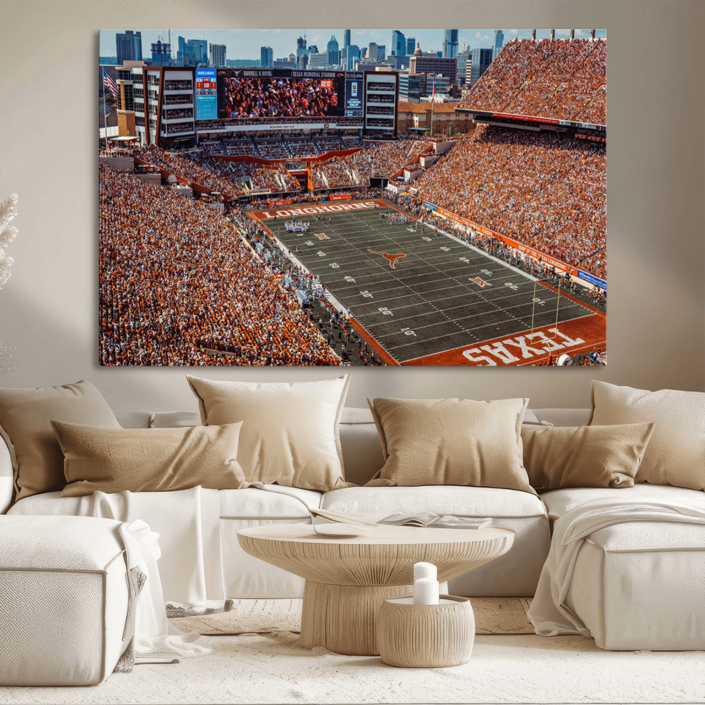 MGV-CV-36X24 - University of Texas Longhorns Football Team Print - Austin Darrell K Royal-Texas Memorial Stadium