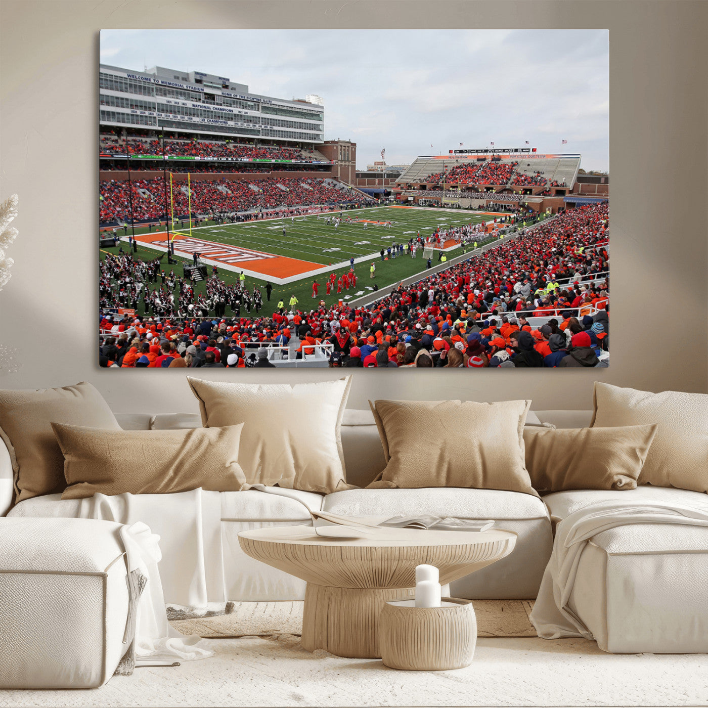 MGV-CV-36X24 - University of Illinois Fighting Illini Football Team Print - Champaign Illinois Memorial Stadium