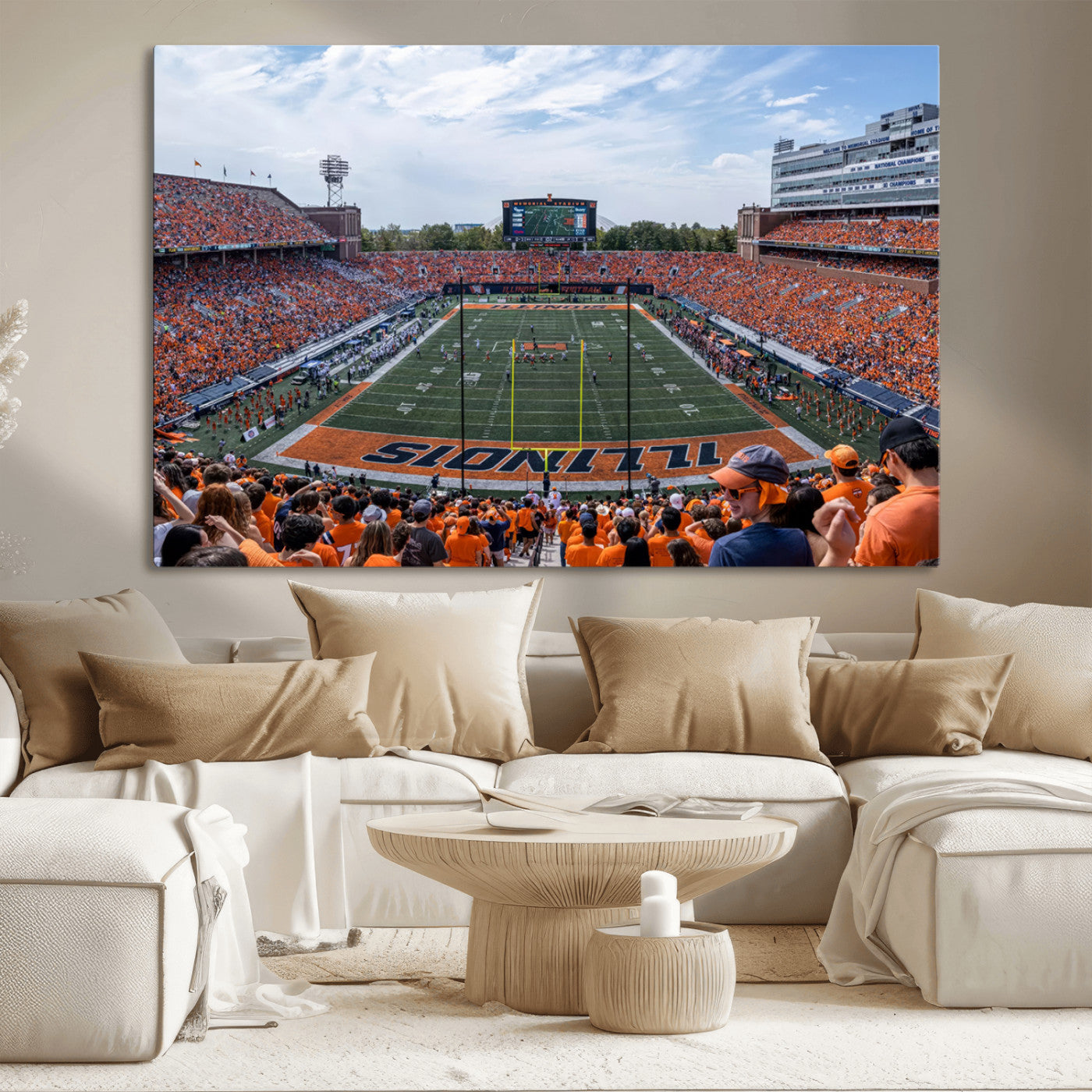 MGV-CV-36X24 - University of Illinois Fighting Illini Football Team Print Canvas - Champaign Illinois Memorial