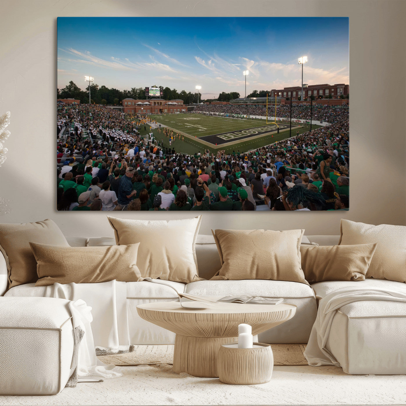 MGV-CV-36X24 - University of Charlotte 49ers Football Team Print - Charlotte Jerry Richardson Stadium Wall Art