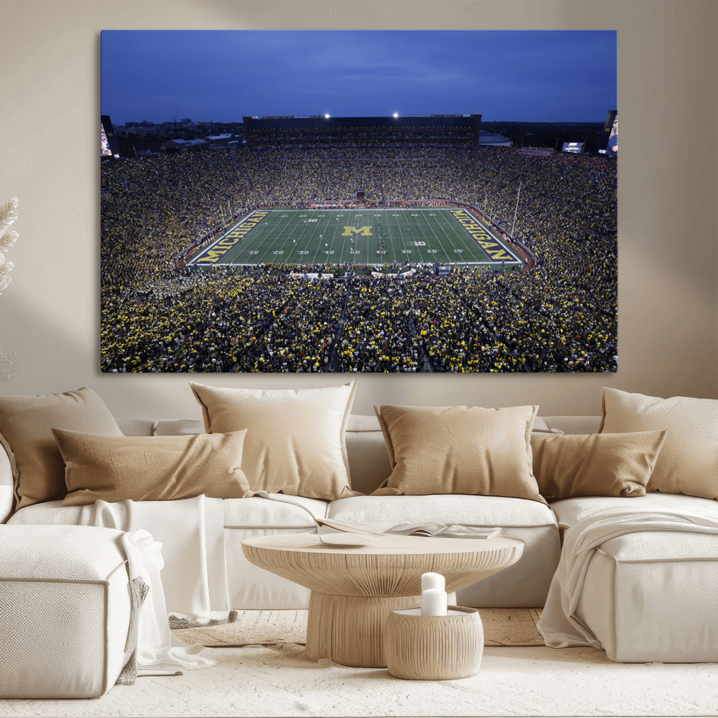 MGV-CV-36X24 - University of Michigan Wolverines Football Team Print - Ann Arbor Michigan Stadium Wall Art Canvas