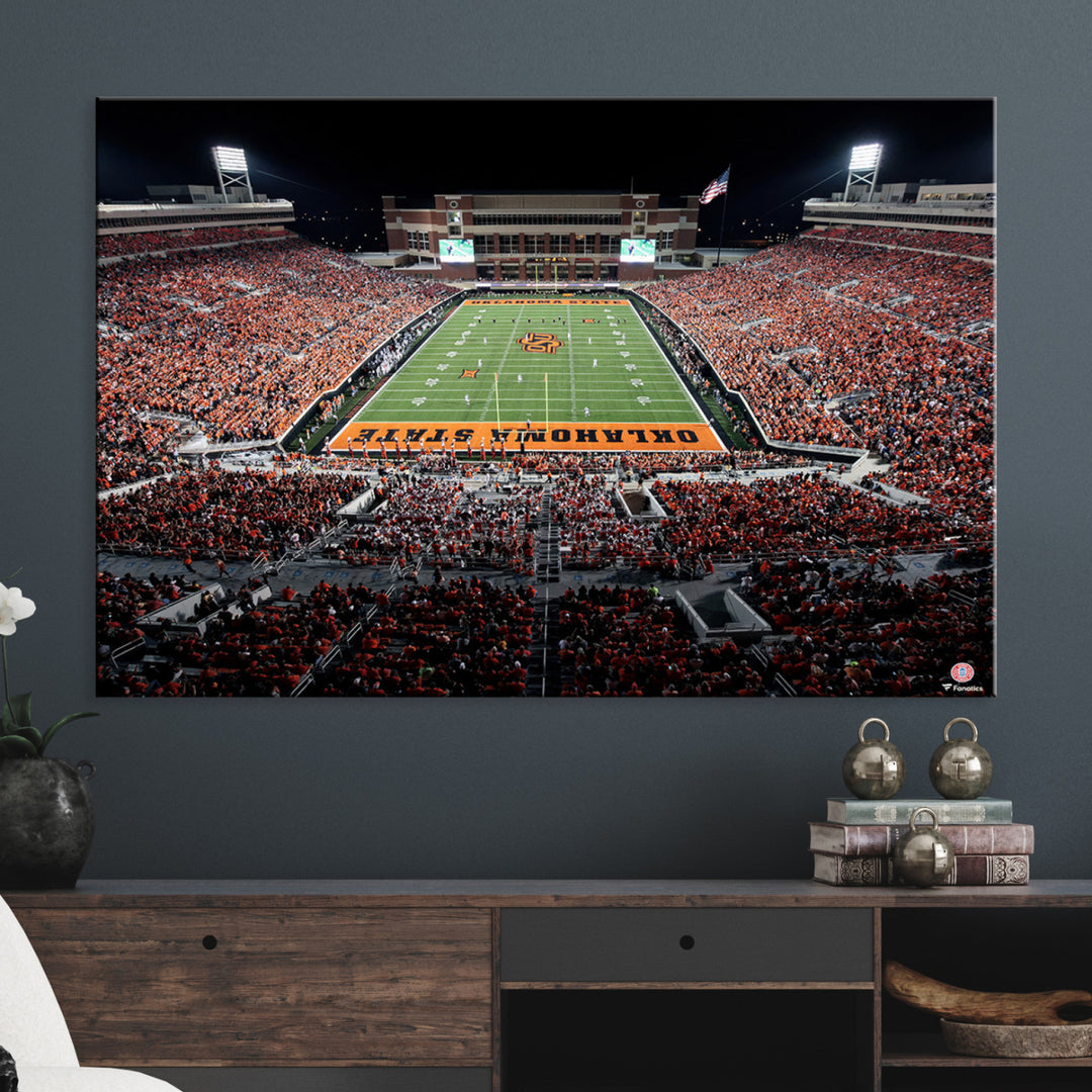 Oklahoma State Cowboys Canvas Print, Football Team Print - Stillwater Boone Pickens Stadium Wall Art Canvas Print