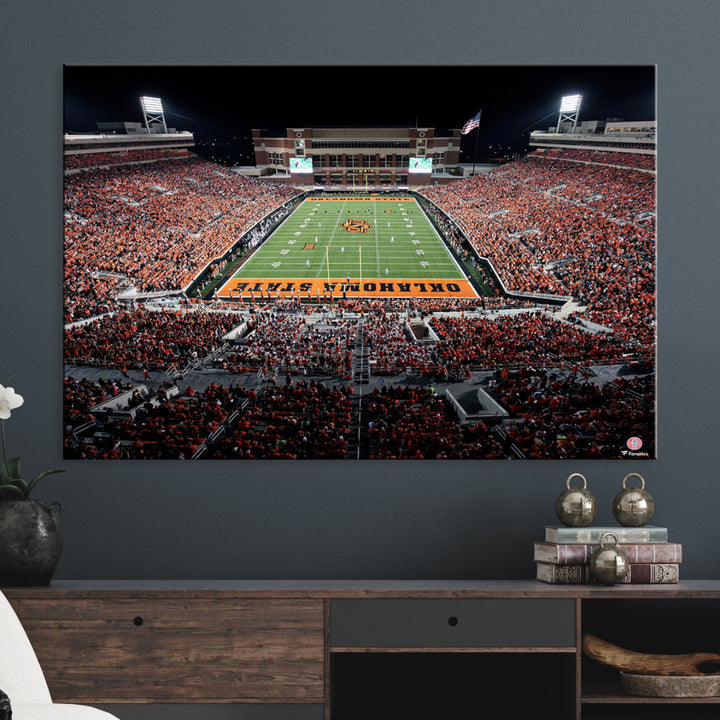 Oklahoma State Cowboys Canvas Print, Football Team Print - Stillwater Boone Pickens Stadium Wall Art Canvas Print