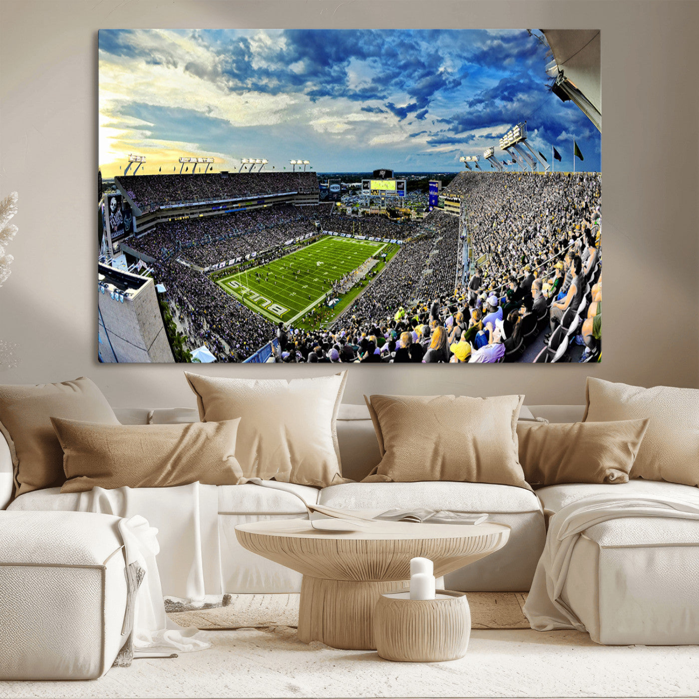 MGV-CV-36X24 - Framed USF Bulls Football Team Print - Tampa Raymond James Stadium Wall Art Canvas Print