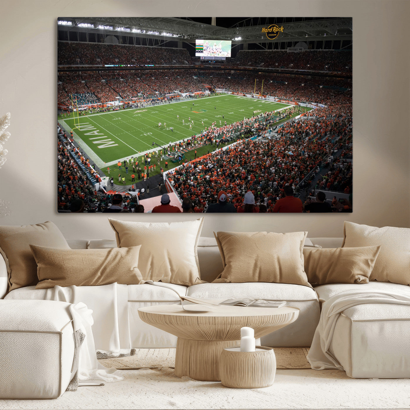 MGV-CV-36X24 - Miami Hurricanes Football Team Print Canvas- Miami Hard Rock Stadium Wall Art Canvas Print