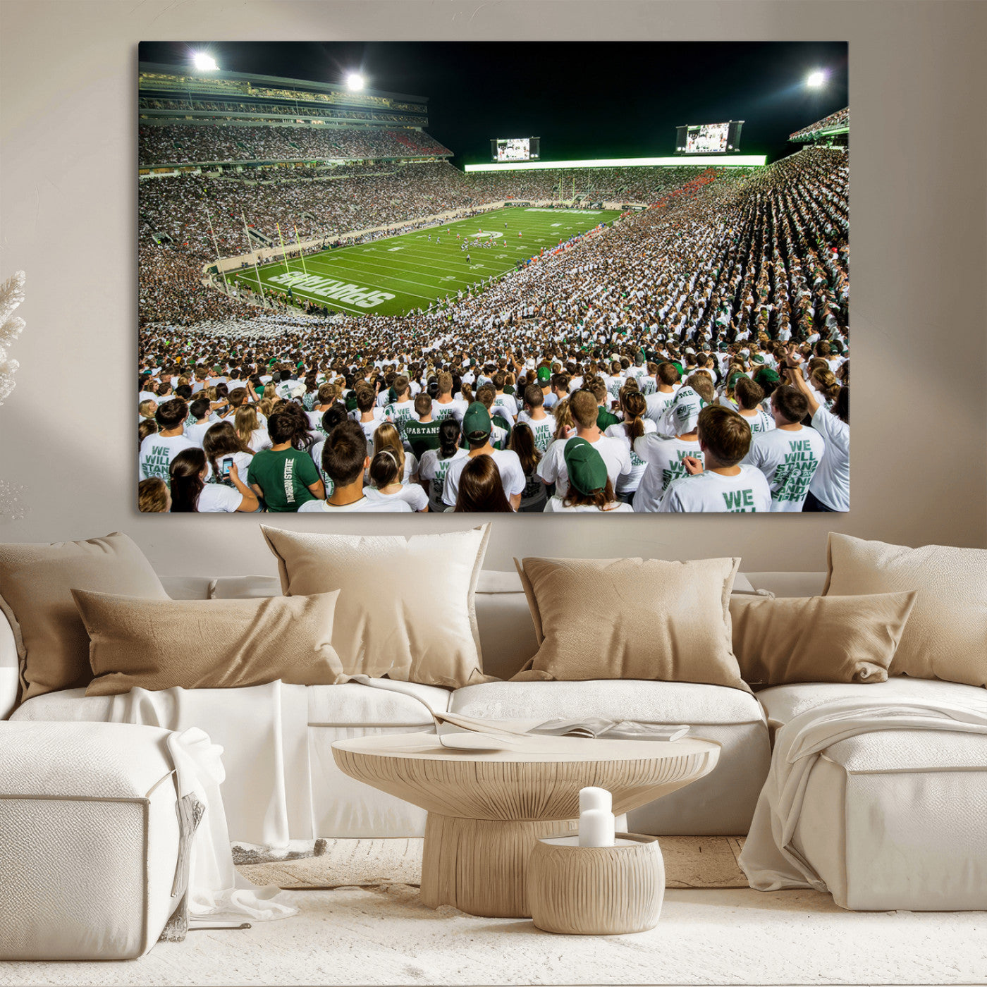 MGV-CV-36X24 - Michigan State Spartans Football Canvas Print - East Lansing Spartan Stadium Wall Art Canvas Print