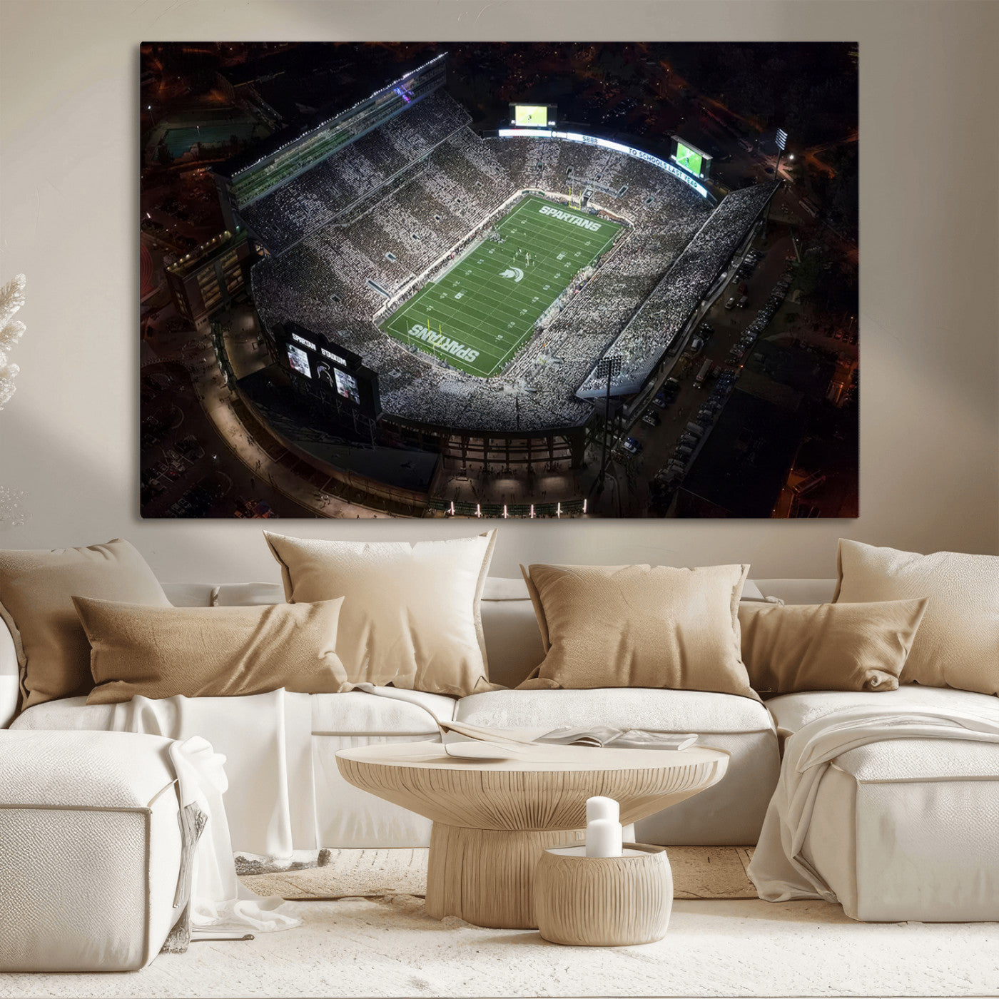 MGV-CV-36X24 - Michigan State Spartans Football Team Print - East Lansing Spartan Stadium Print Wall Art