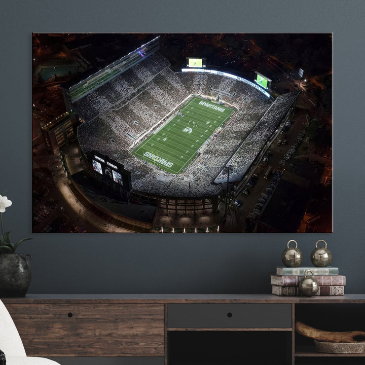 Michigan State Spartans Football Team Print - East Lansing Spartan Stadium Print Wall Art