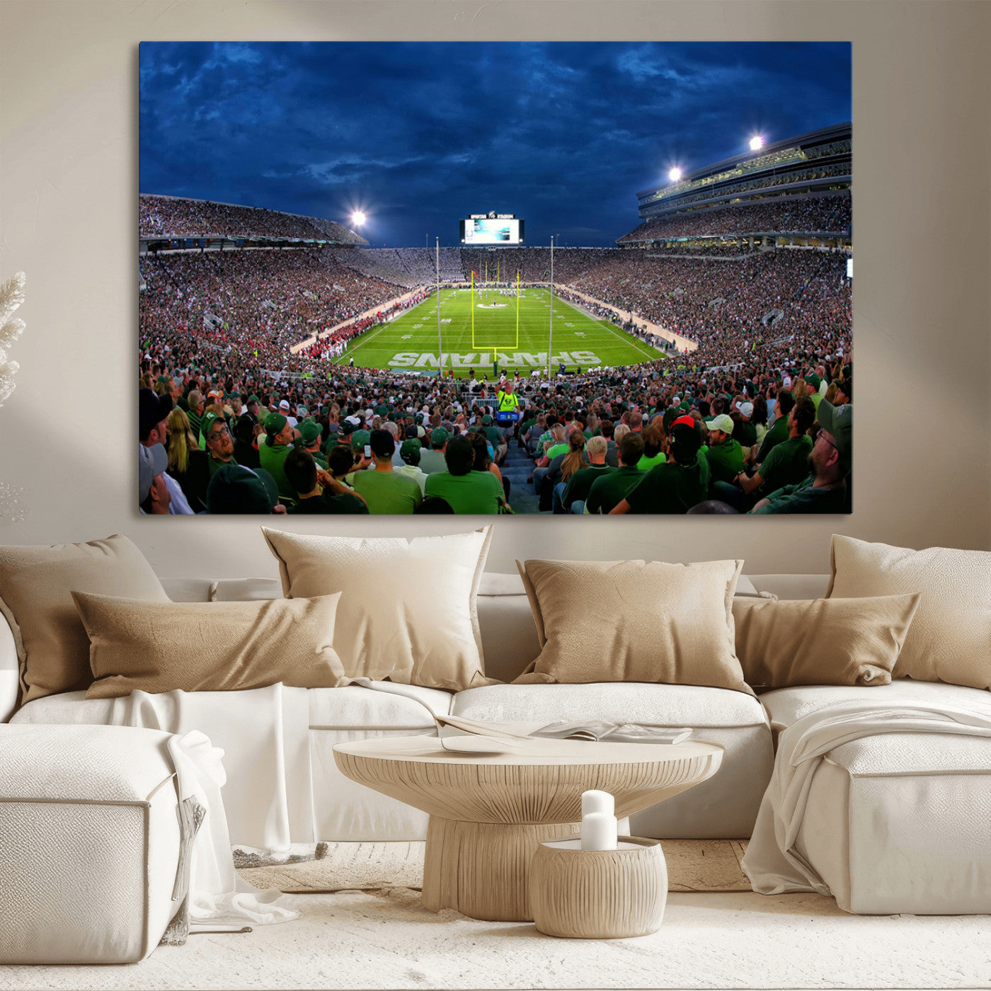 MGV-CV-36X24 - Michigan State Spartans Football Team Print - East Lansing Spartan Stadium Wall Art Canvas Print