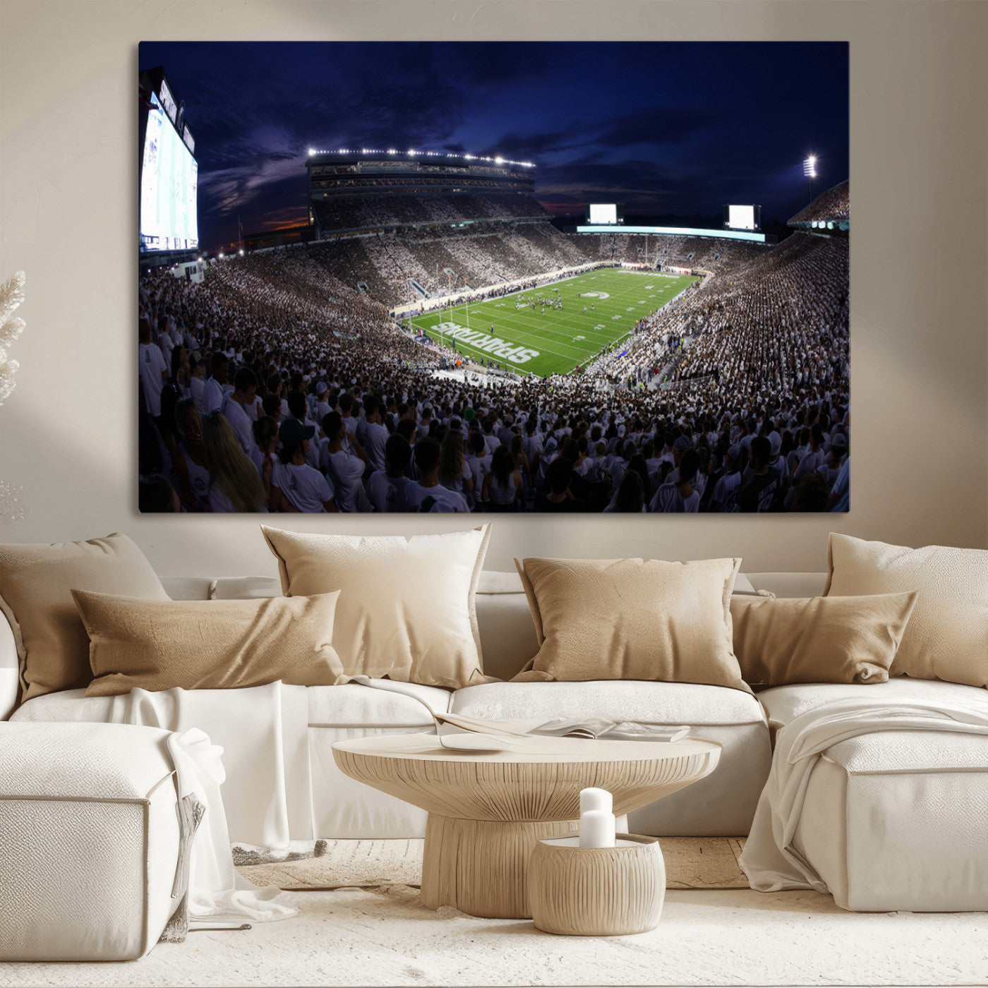 MGV-CV-36X24 - Michigan State Spartans Canvas, Framed Football Team Print - East Lansing Spartan Stadium Wall Art