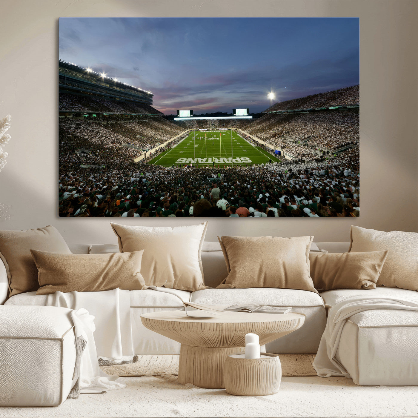 MGV-CV-36X24 - Michigan State Spartans Football Team Print - East Lansing Spartan Stadium Canvas Print
