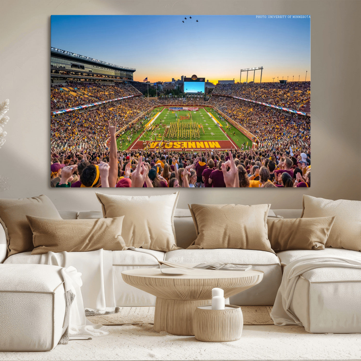 MGV-CV-36X24 - University of Minnesota Golden Gophers Football Team Print - Minneapolis Huntington Bank Stadium