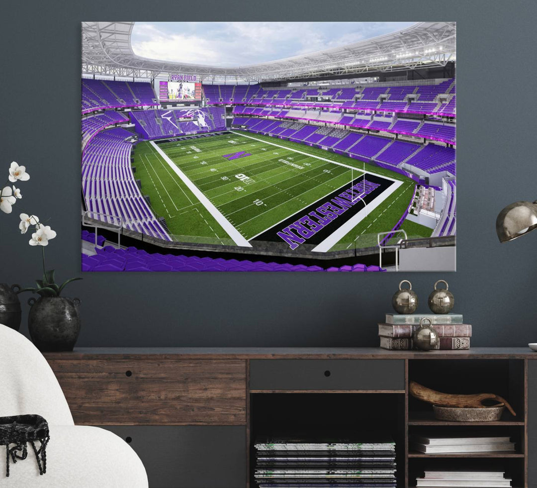 Ryan Field: Northwestern Wildcats Football premium canvas wall art.