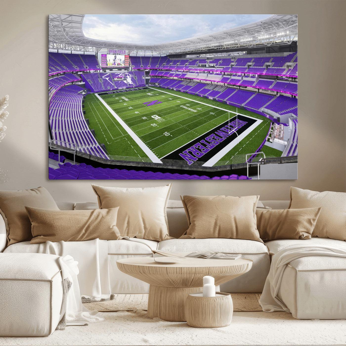 MGV-CV-36X24 - Northwestern University Wildcats Football Team Print - Evanston Ryan Field Wall Art Canvas Print