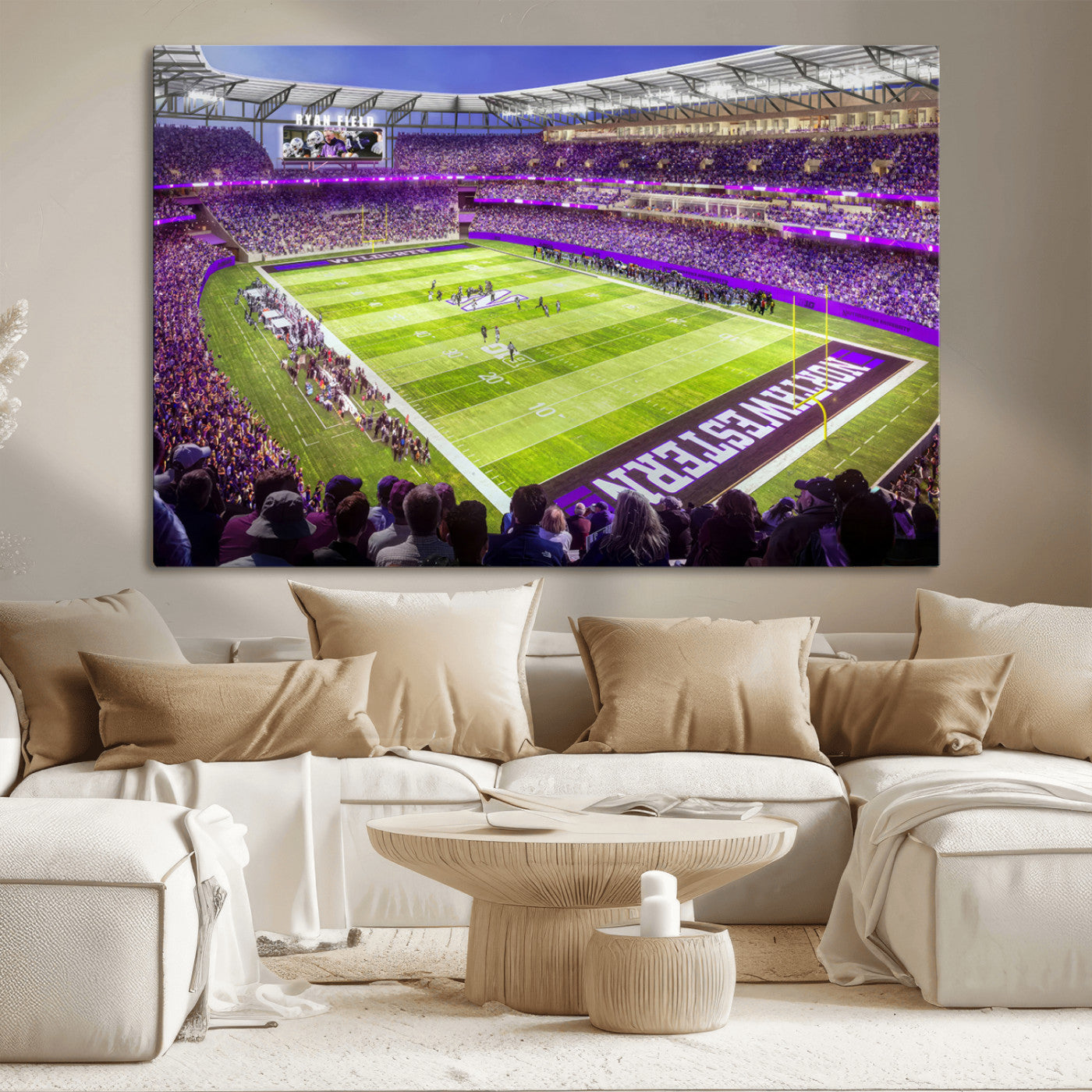 MGV-CV-36X24 - Northwestern University Wildcats Football Team Print - Evanston Ryan Field Wall Art Canvas Print