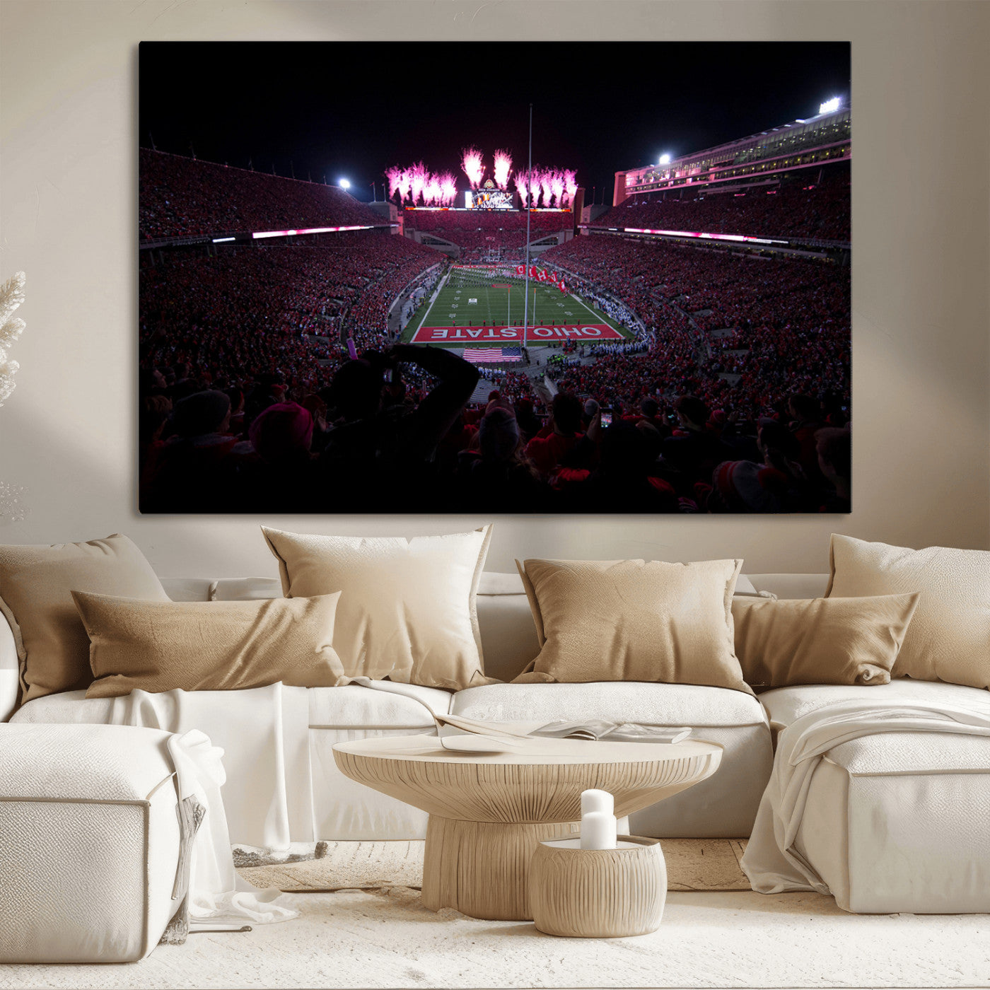 MGV-CV-36X24 - Ohio State University Buckeyes Football Team Print - Columbus Ohio Stadium Wall Art Canvas Print