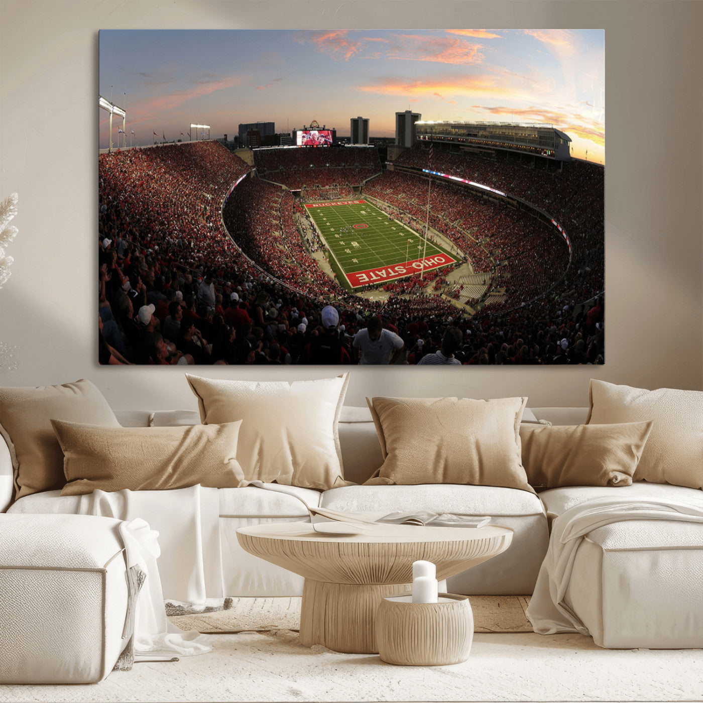 MGV-CV-36X24 - Ohio State University Buckeyes Football Team Print - Columbus Ohio Stadium Wall Art Canvas Print