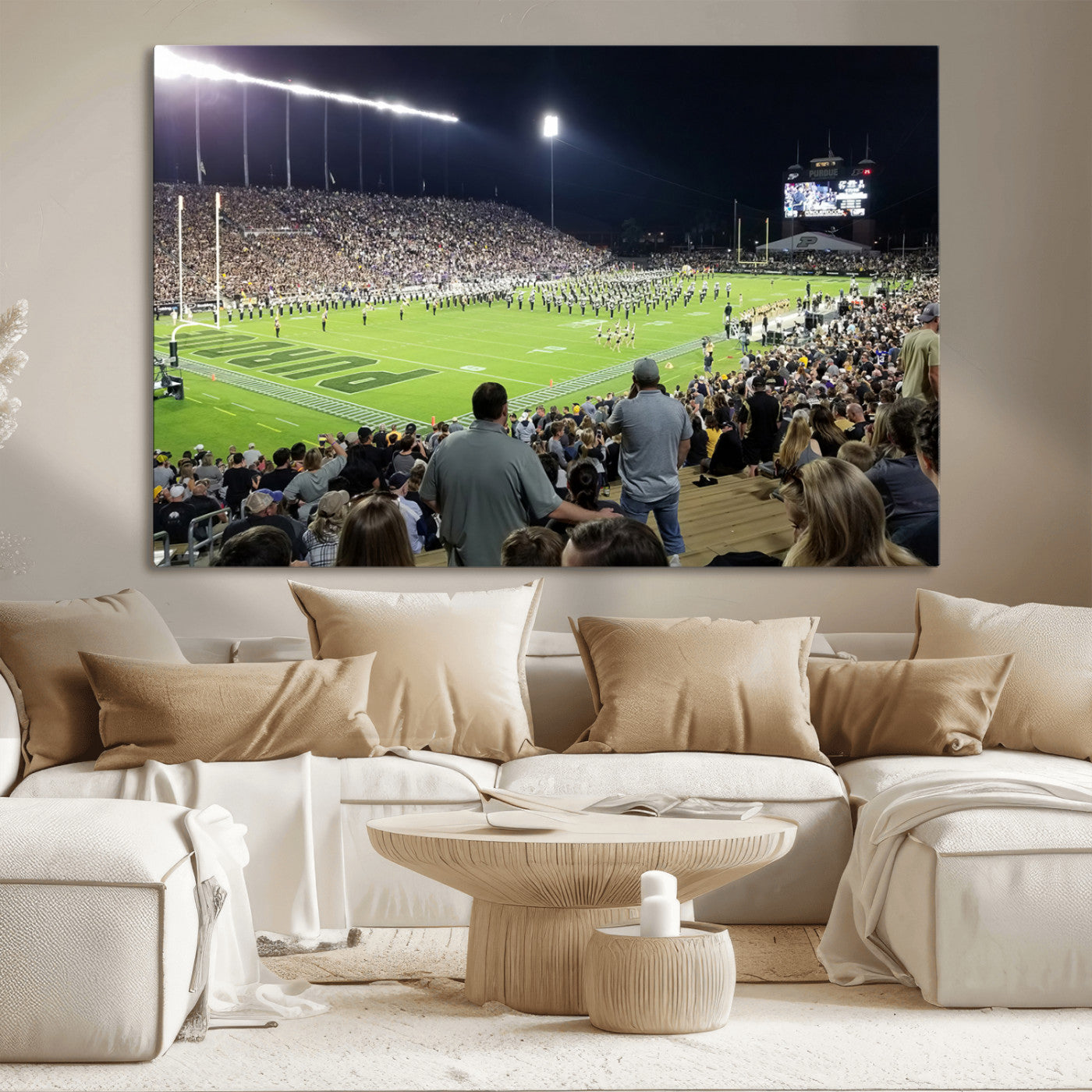 MGV-CV-36X24 - Purdue University Boilermakers Football Team Print - West Lafayette Ross-Ade Stadium Wall Art Canvas