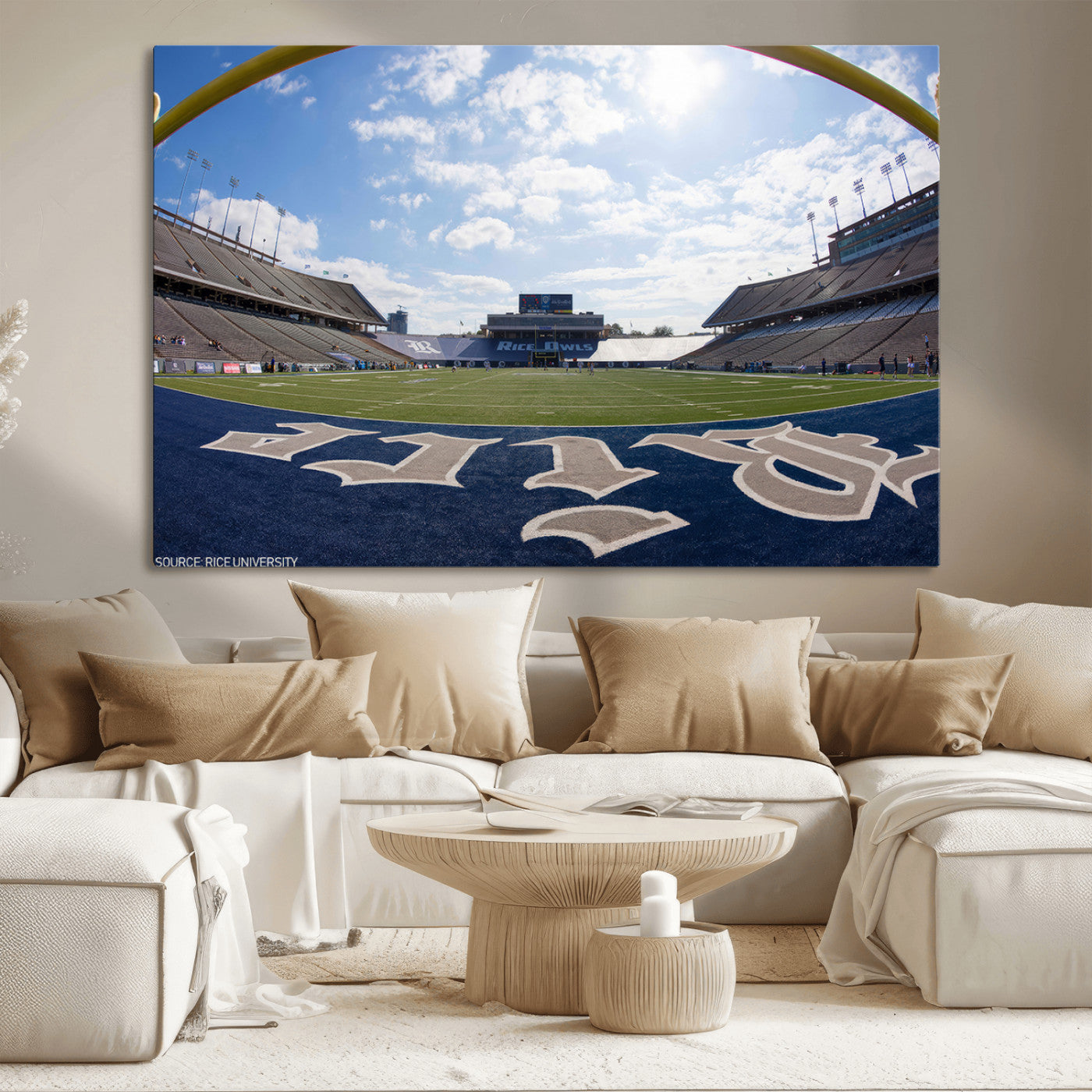 MGV-CV-36X24 - Rice University Owls Football Team Print - Houston Rice Stadium Wall Art Canvas Print