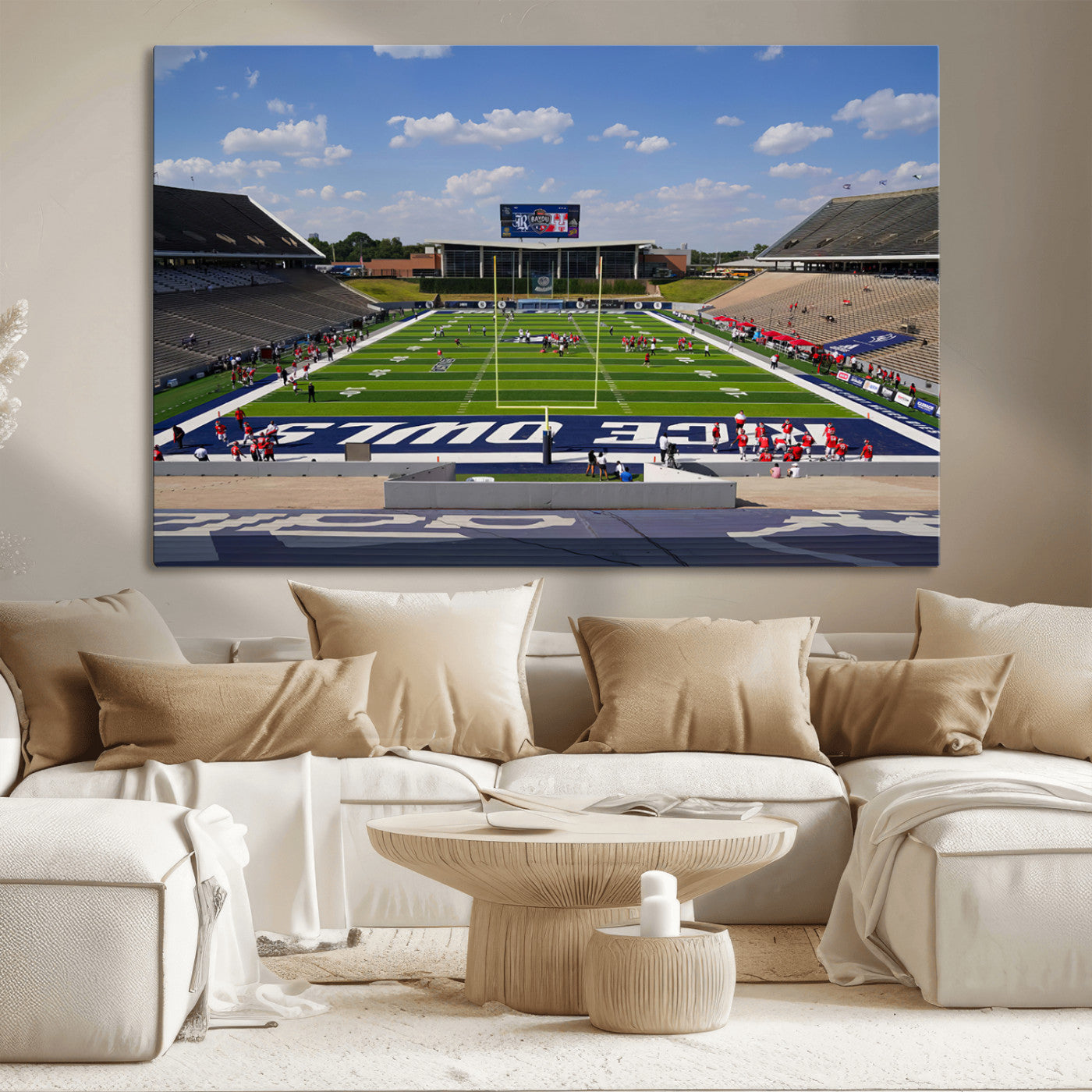 MGV-CV-36X24 - Rice University Owls Football Team Print - Houston Rice Stadium Wall Art Canvas Print