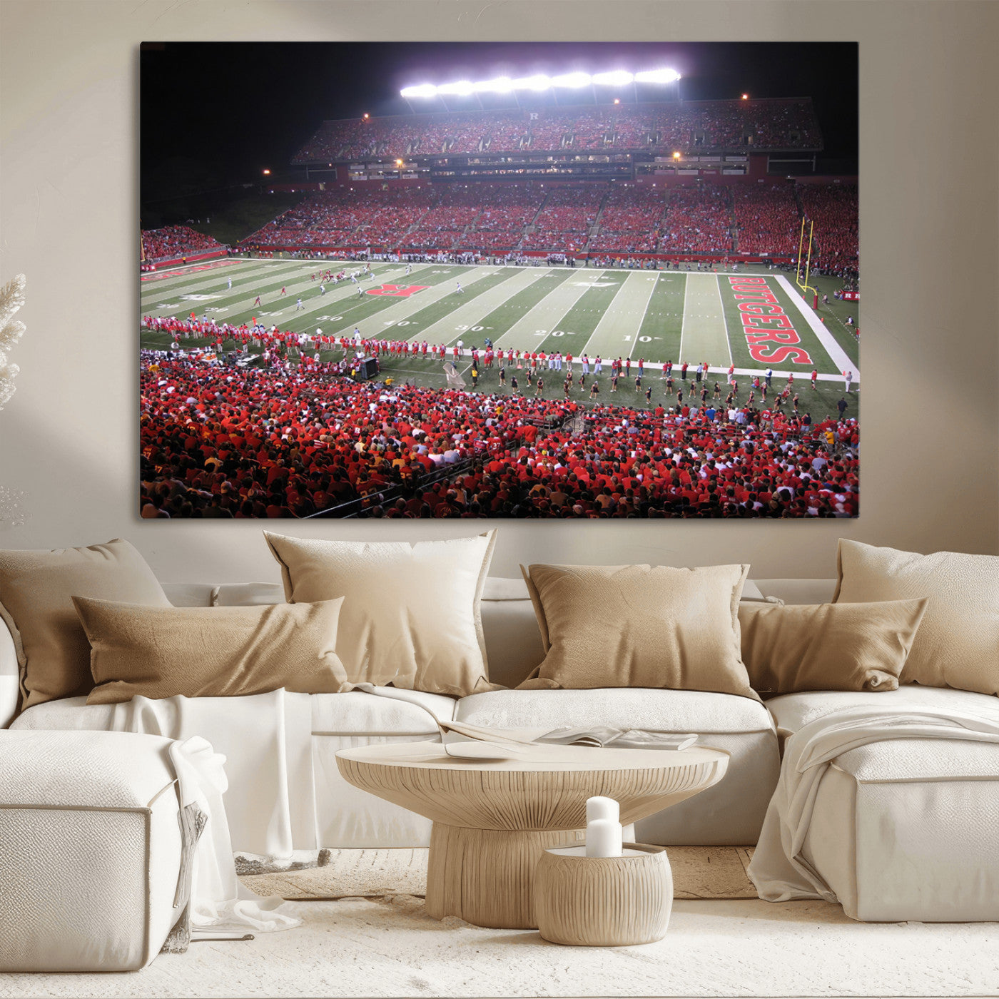 MGV-CV-36X24 - Rutgers University Scarlet Knights Football Team Print - Piscataway SHI Stadium Wall Art Canvas