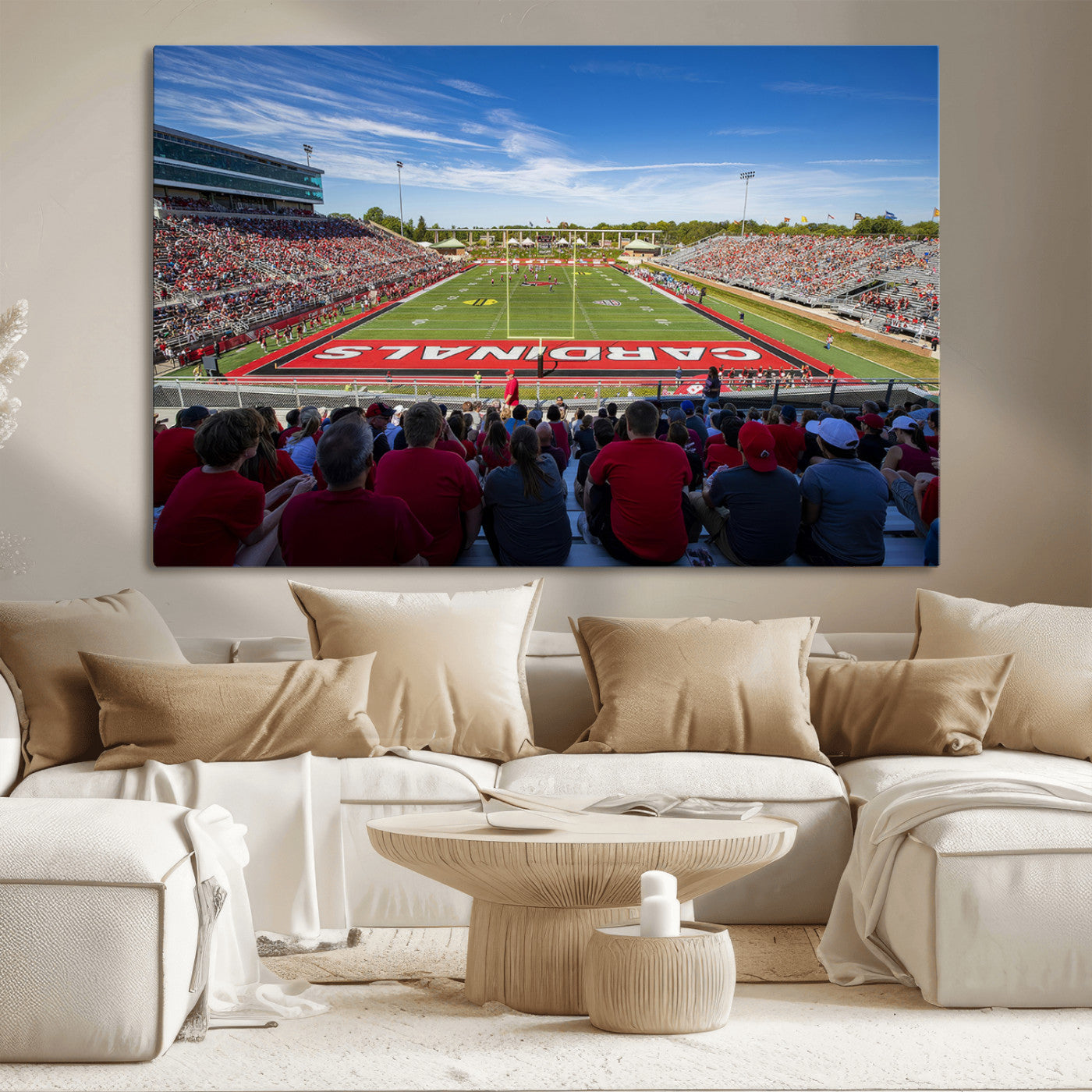 MGV-CV-36X24 - Ball State Cardinals Football Team Print - Muncie Scheumann Stadium Wall Art Canvas Print