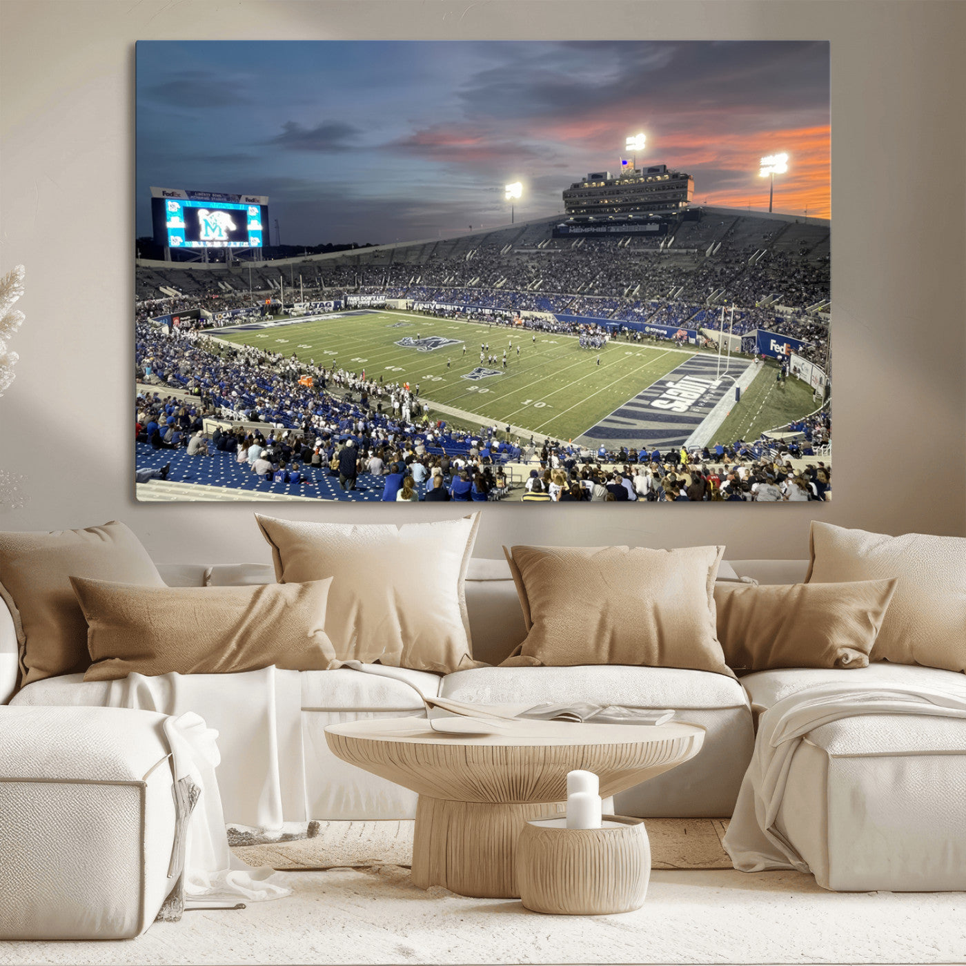 MGV-CV-36X24 - Memphis Tigers Football Team Print - Memphis Simmons Bank Liberty Stadium Wall Art Canvas Print