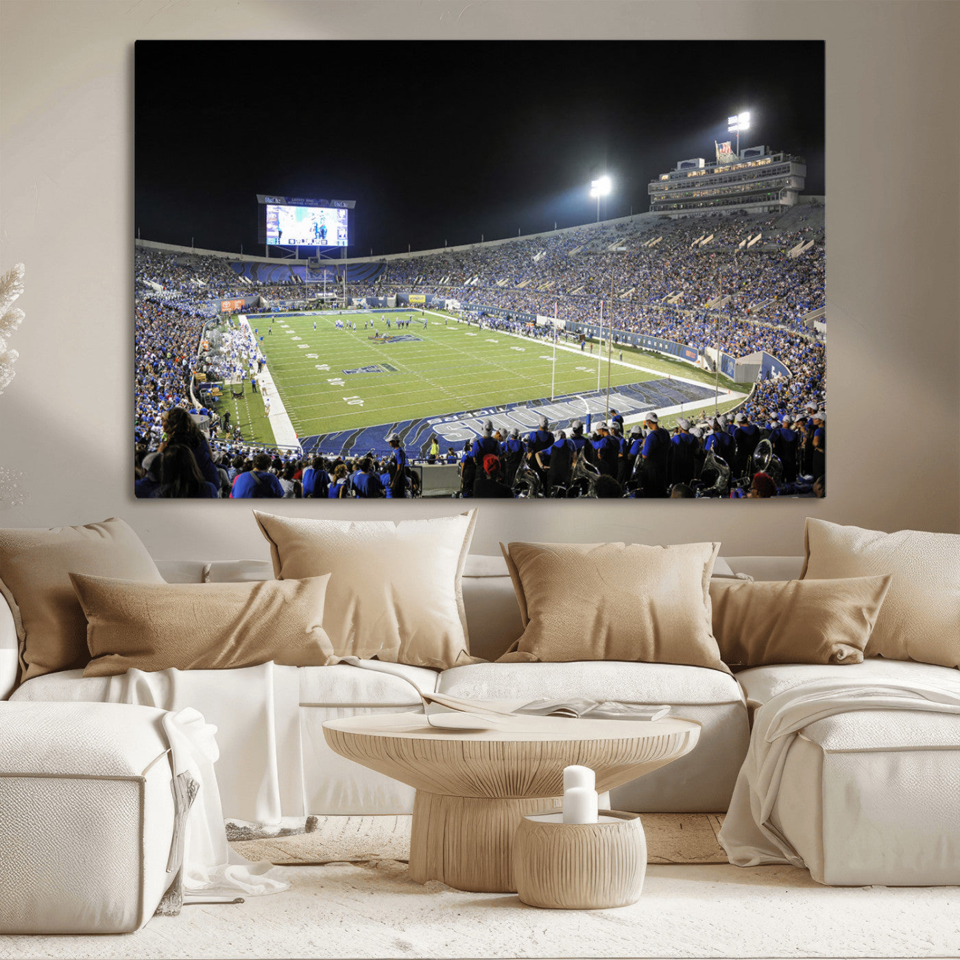 MGV-CV-36X24 - University of Memphis Tigers Football Team Print - Memphis Simmons Bank Liberty Stadium Wall Art