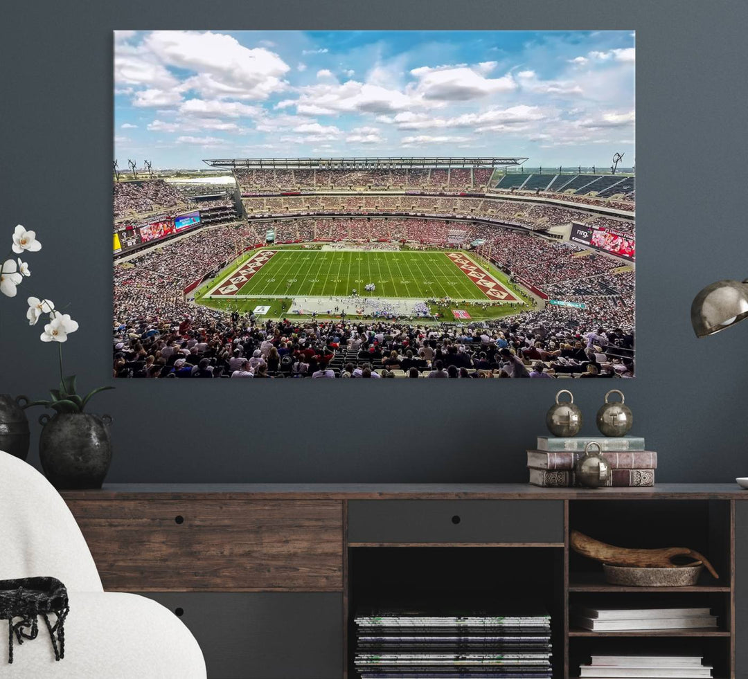 The Temple University Owls Athletics canvas print of a game at Lincoln Financial Field.