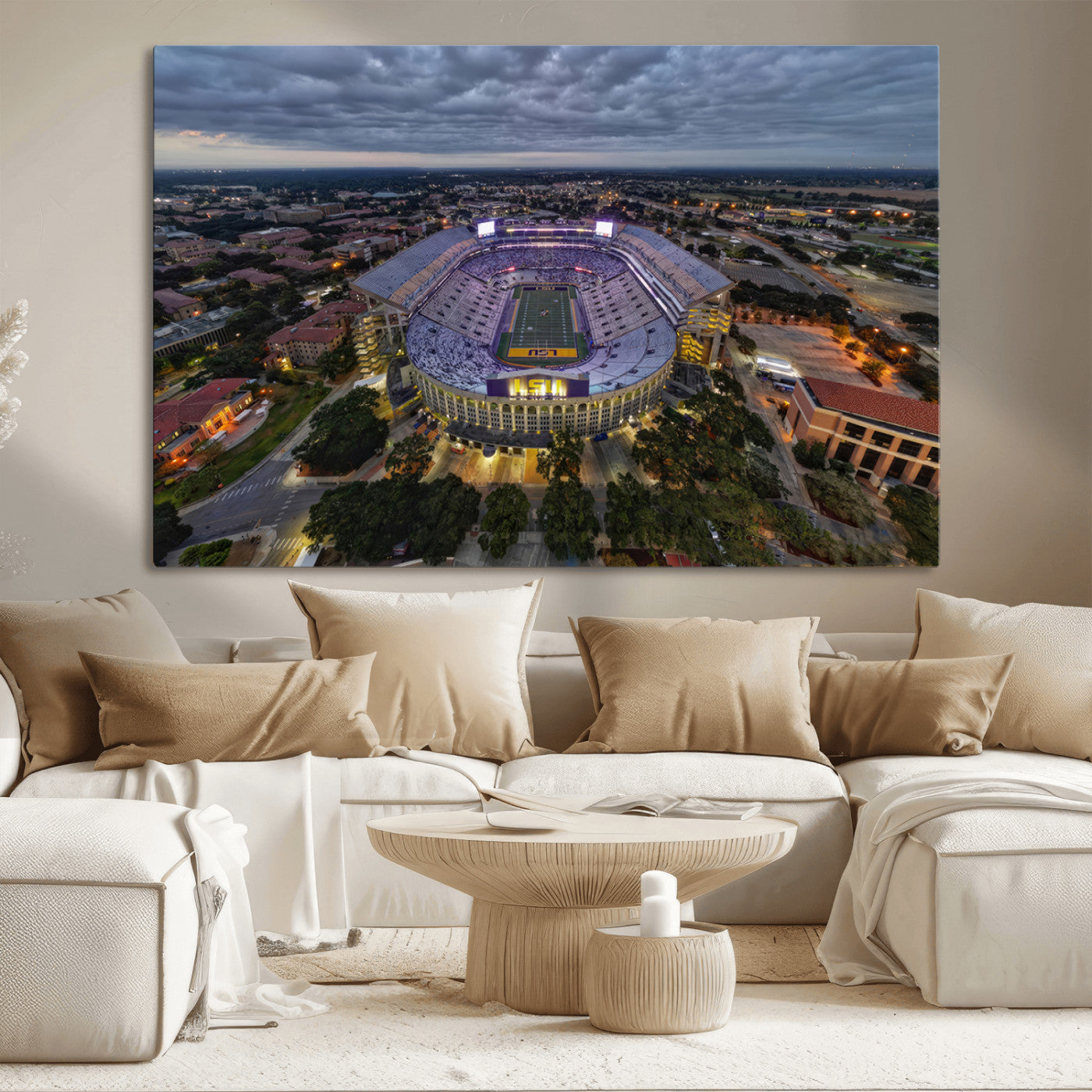 MGV-CV-36X24 - The Louisiana State University Tigers Football Team Print - Baton Rouge Tiger Stadium Wall Art