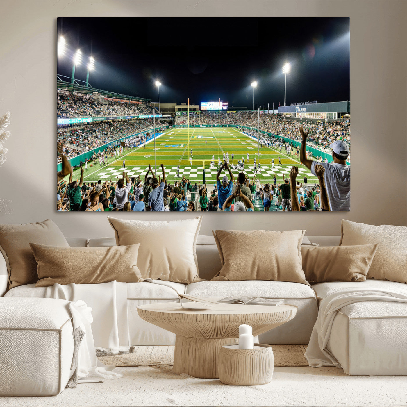 MGV-CV-36X24 - The Tulane University Green Wave Football Team Print - New Orleans Yulman Stadium Wall Art Canvas