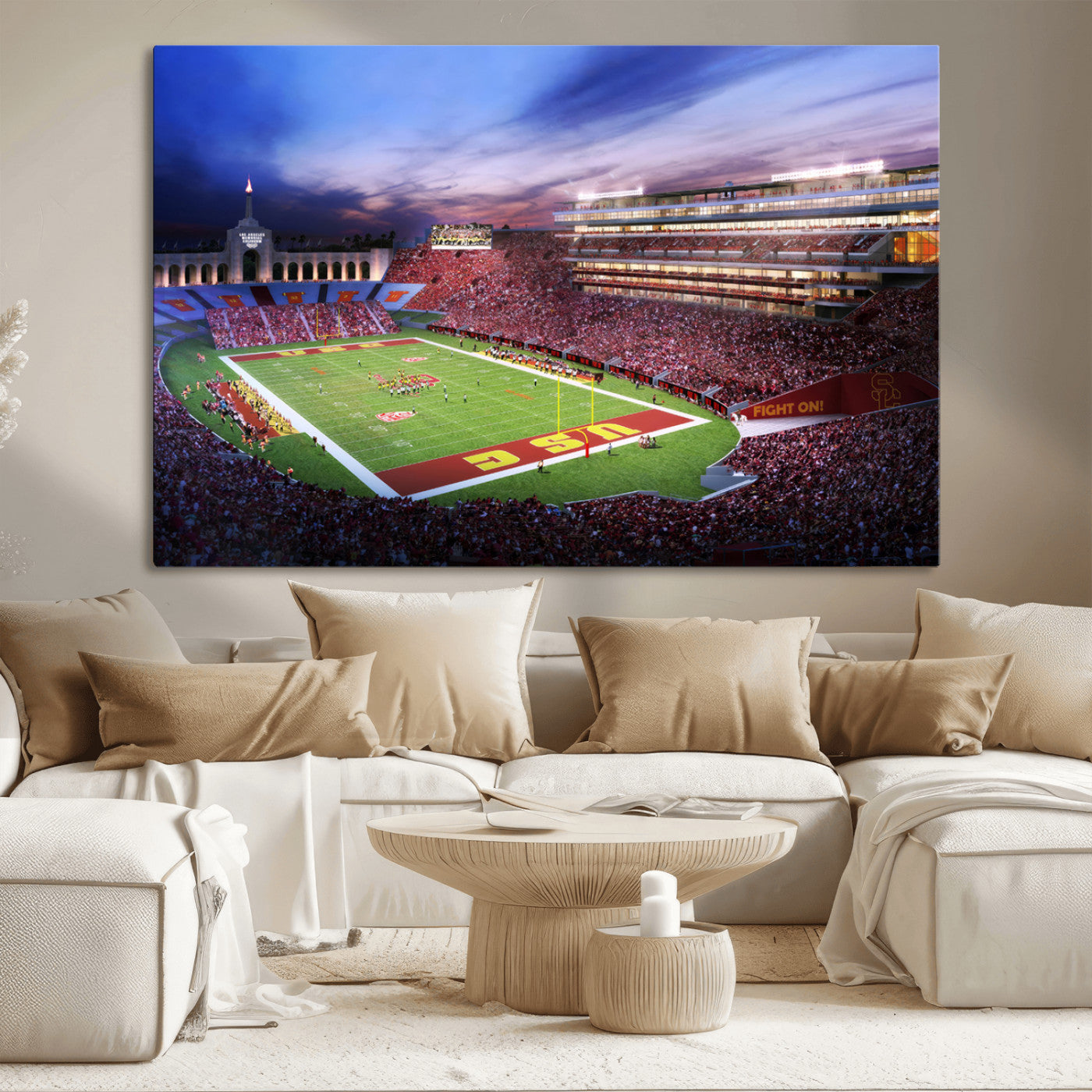 MGV-CV-36X24 - The University of Southern California USC Trojans Football Team Print - Los Angeles Memorial