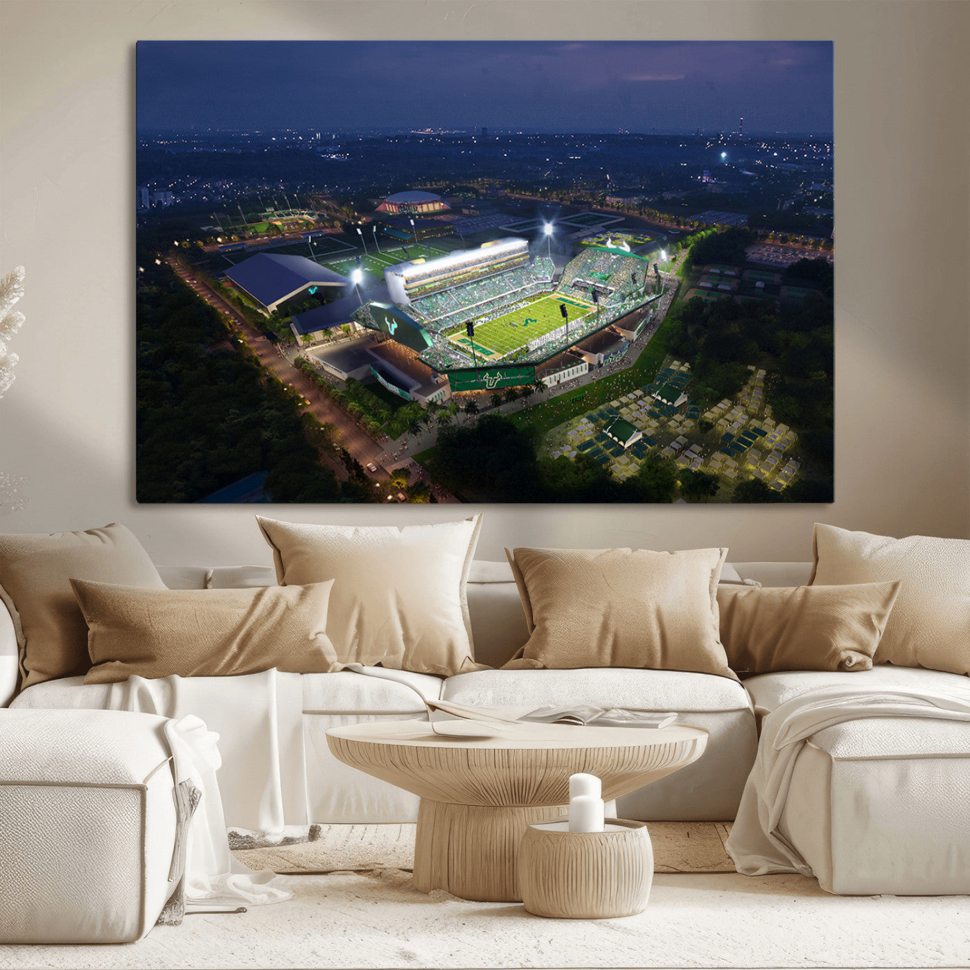 MGV-CV-36X24 - The University of South Florida Bulls Football Team Print - Tampa USF Football Stadium Wall Art Canvas Print