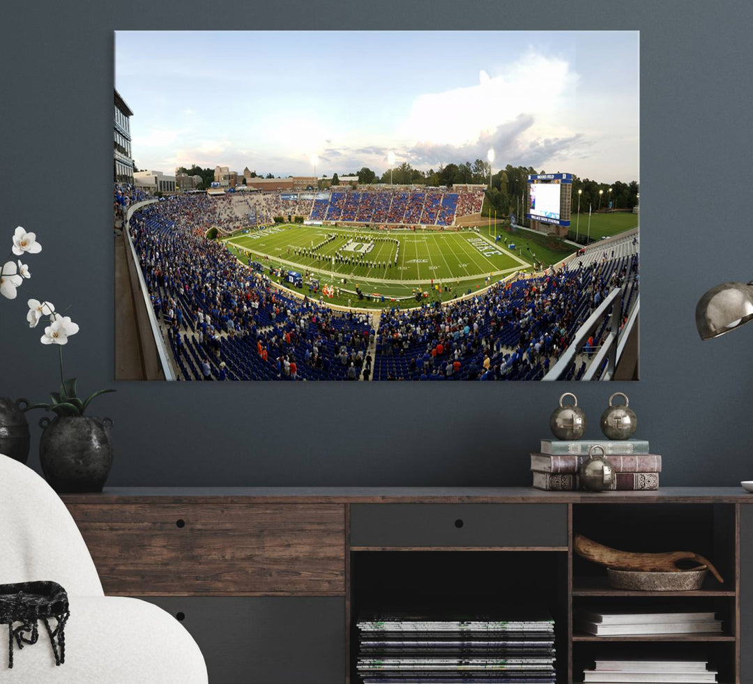 Wallace Wade Stadium print featuring a green field and sky.