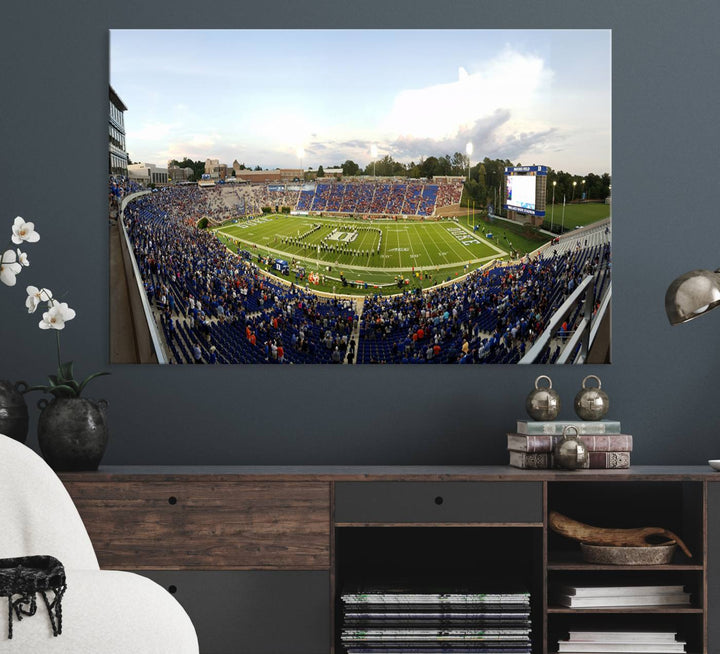 Wallace Wade Stadium print featuring a green field and sky.